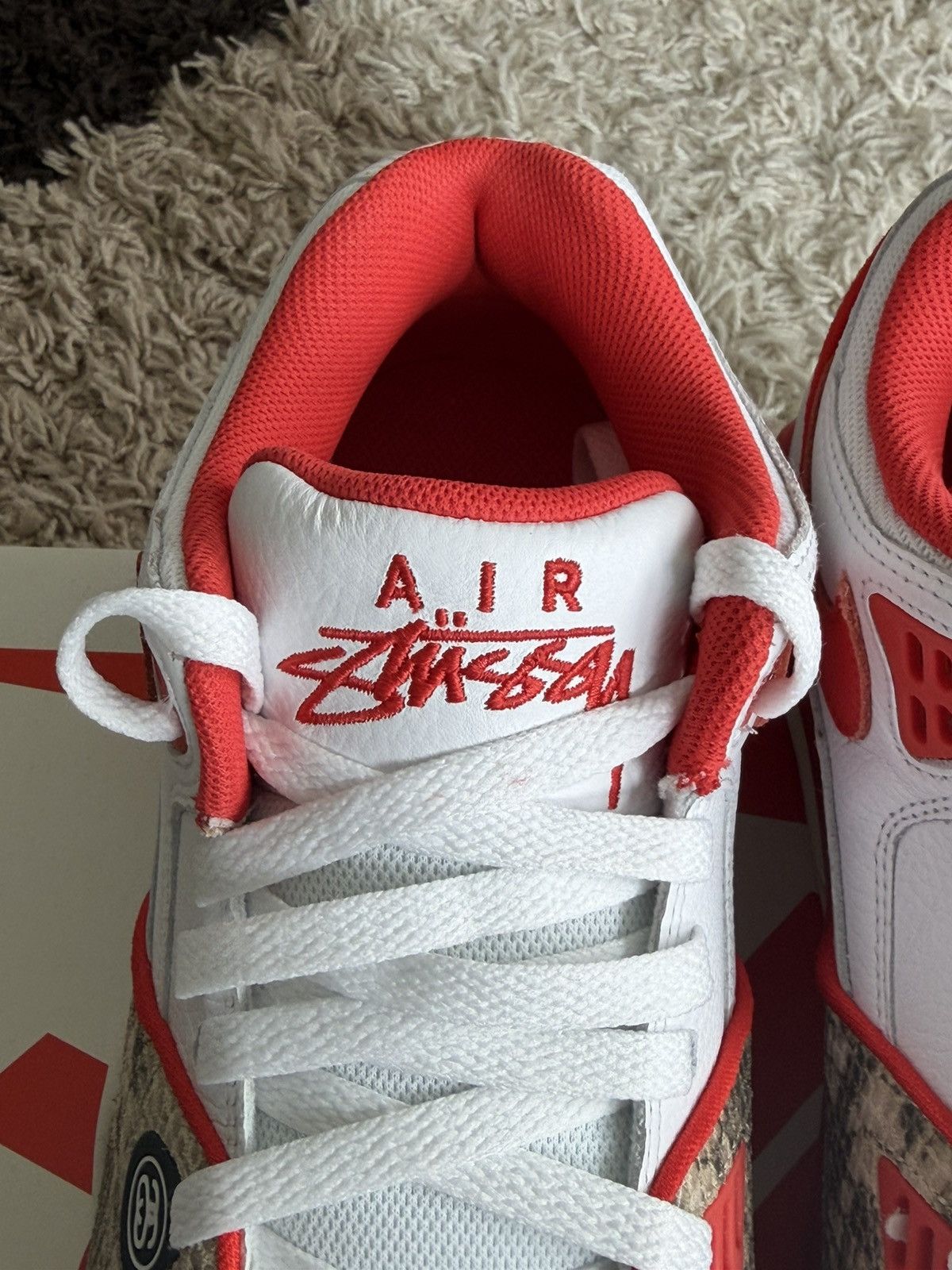 Nike × Stussy Stussy Nike Air Flight 89 Low SP White Habanero Red Sail 9.5 Size US 9.5 / EU 42-43 - 9 Thumbnail