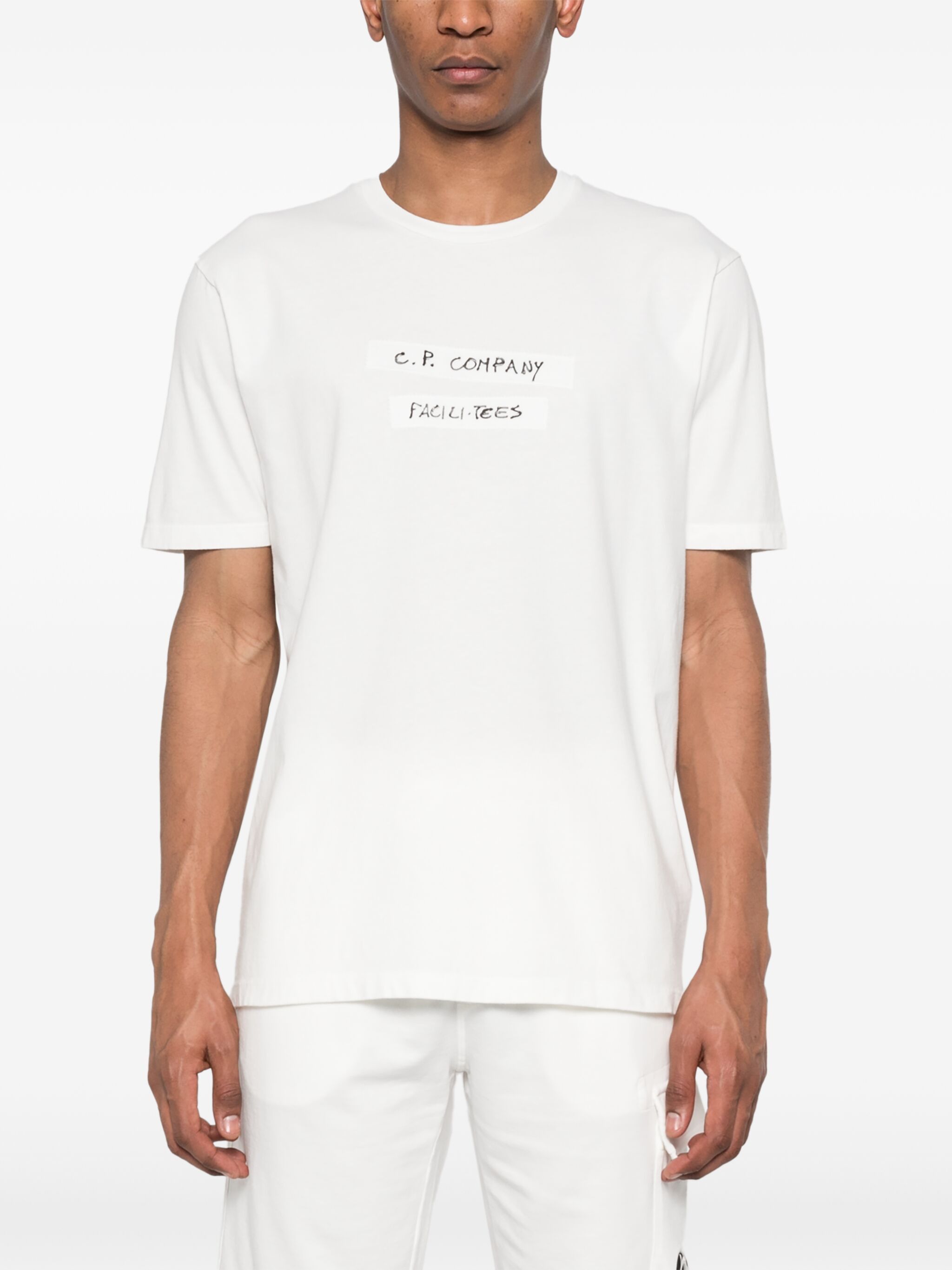 C.P. Company o1y1224 Logo Crewneck T-Shirt in White Size US M / EU 48-50 / 2 - 3 Thumbnail