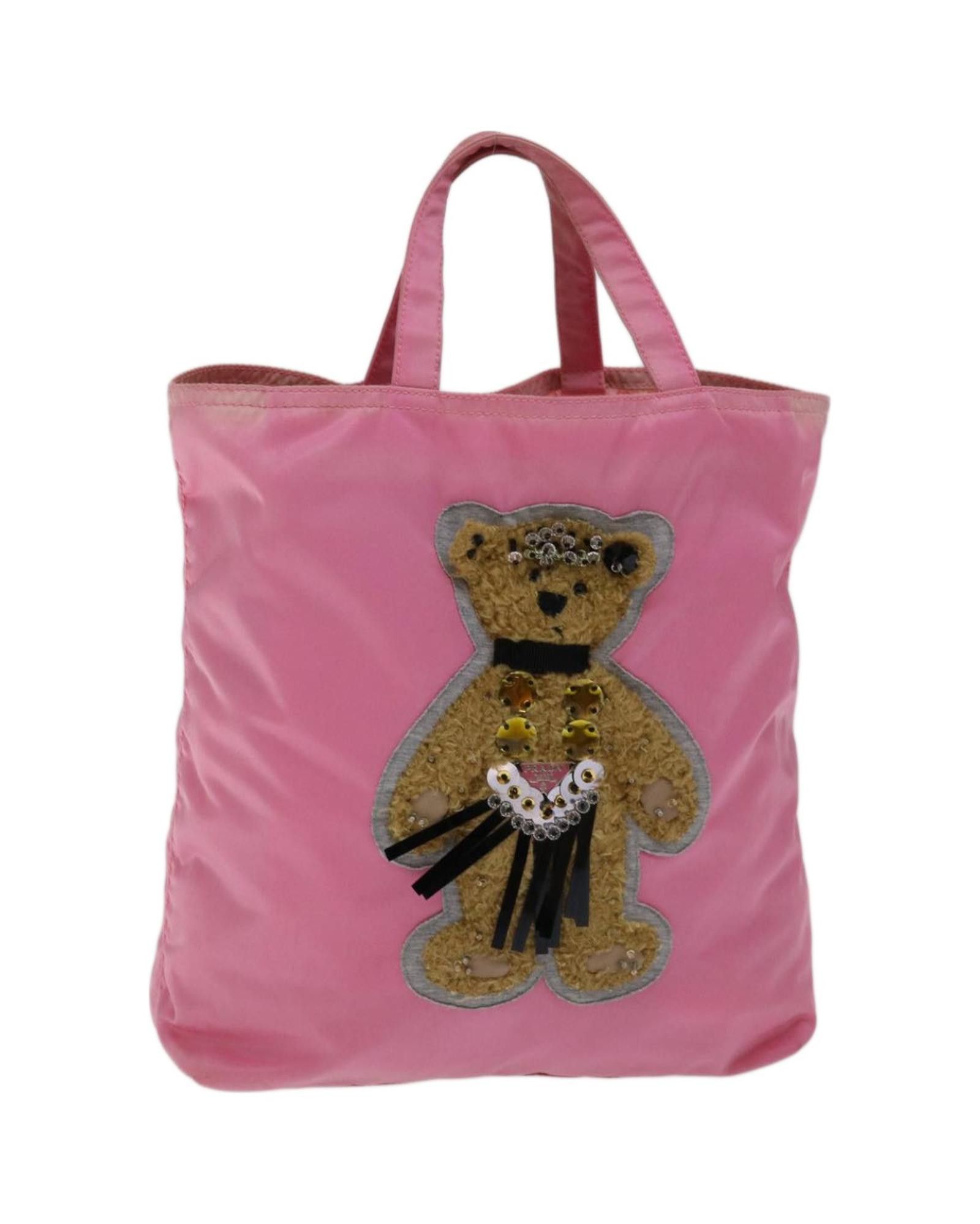 image of Prada Charming Pink Nylon Hand Bag From Italy, Women's