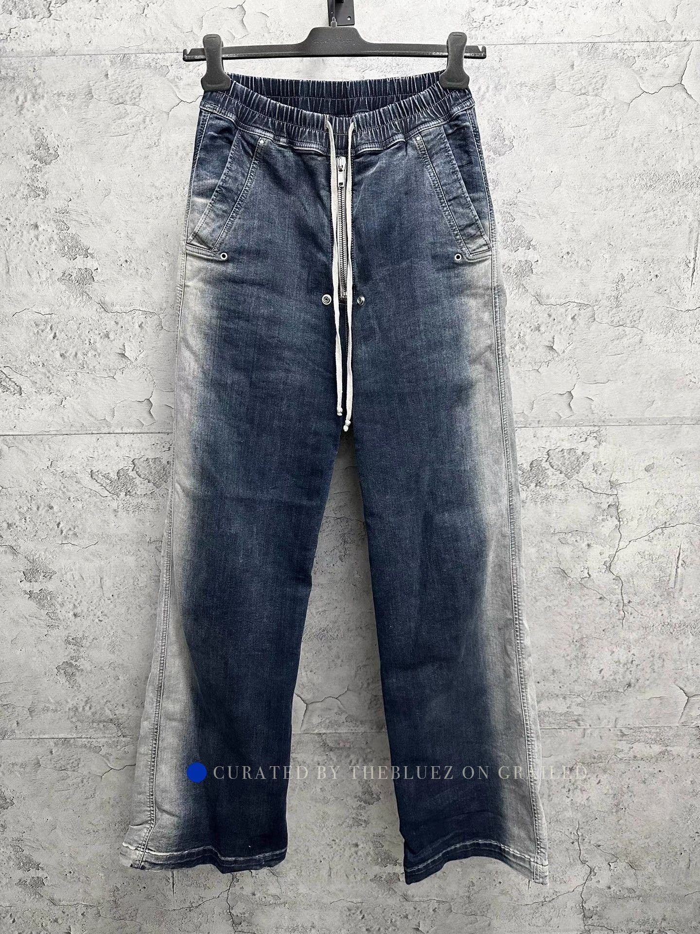 Rick Owens Washed Blue Wide-Leg Denim Pants Size US 32 / EU 48 - 1 Thumbnail