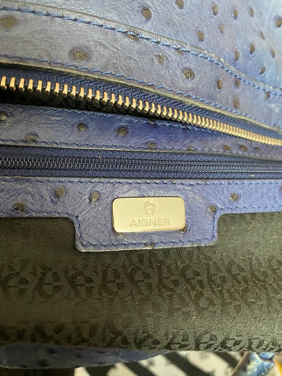 Etienne Aigner Etienne Aigner Shoulder Bags Blue ostrich leather Size ONE SIZE - 11 Thumbnail