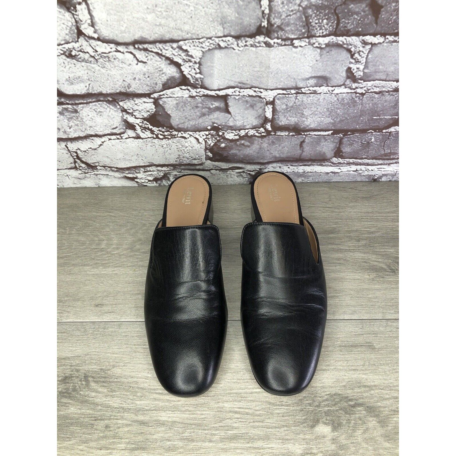 Other Lewit Black Leather Slip On Block Heel Mules Dress Shoes Wom Size US 7 / IT 37 - 21 Thumbnail