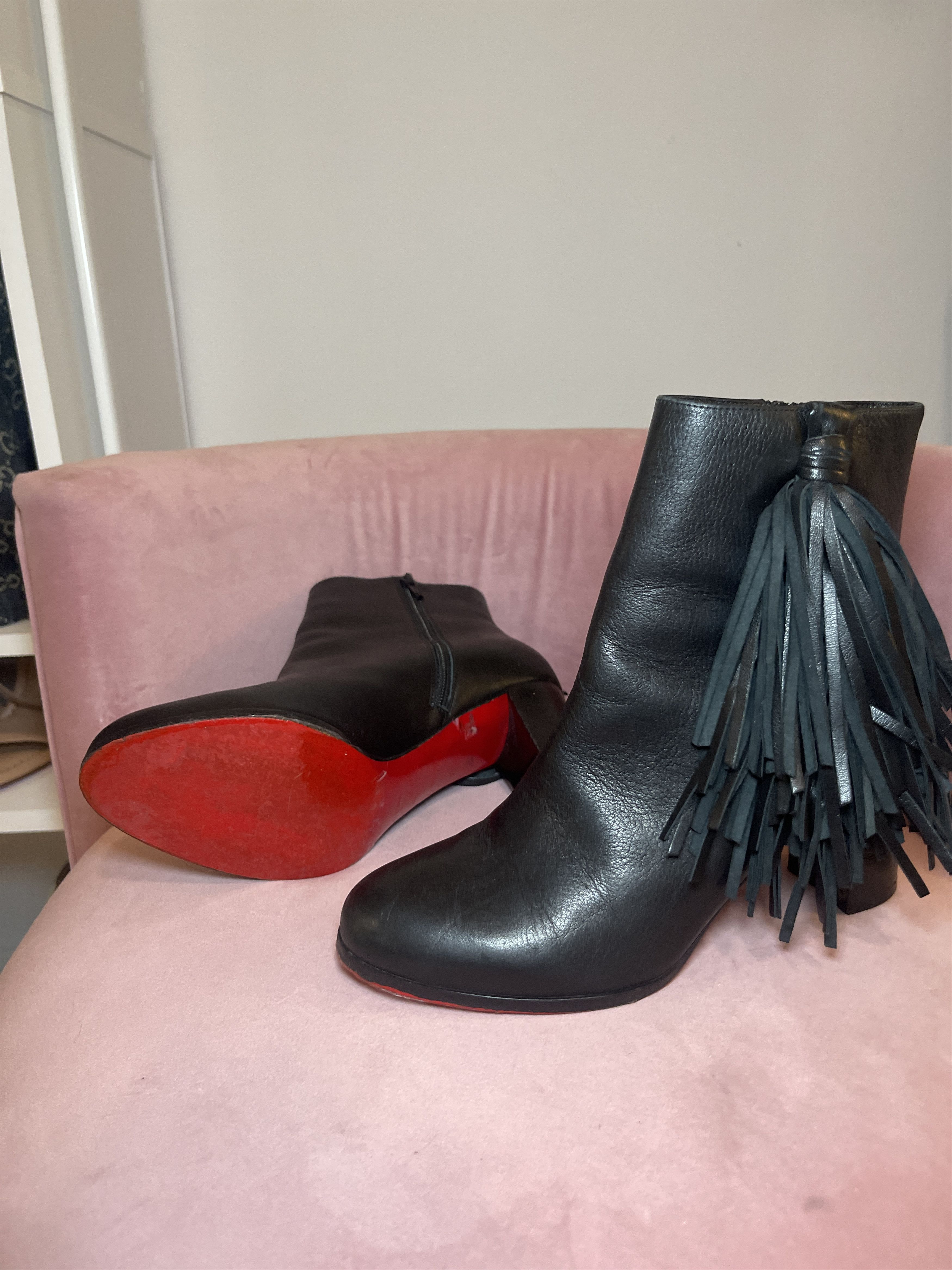 Christian Louboutin Christian Louboutin Jimmynetta Calfskin Fringe Boot Size US 6.5 / IT 36.5 - 3 Thumbnail