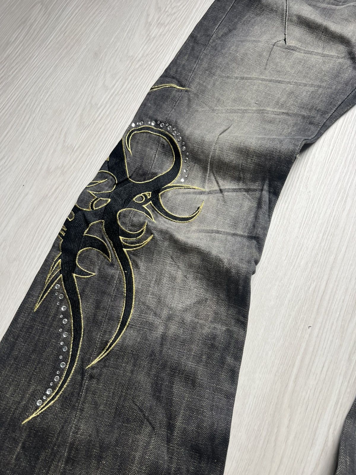 Tornado Mart Tornado Mart Tribal Swarovski Crystals Flared Pants Size US 32 / EU 48 - 3 Thumbnail