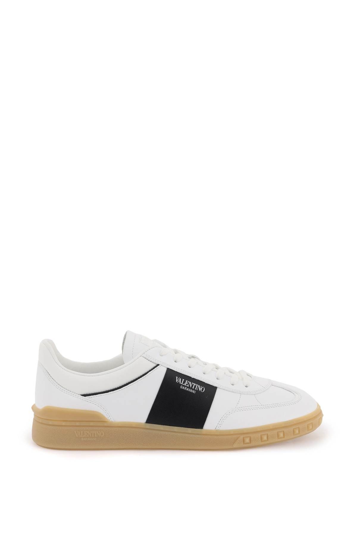 image of Valentino Garavani Nappa Leather Low Top Upvillage Sneakers in Bianco Nero Bianco Nero Ambra (Size 