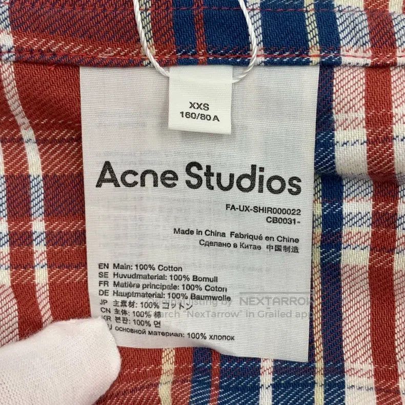 Acne Studios Acne Studios Red Plaid Smile Embroidered Cotton Lapel Sing Size US XXS / EU 40 - 7 Thumbnail