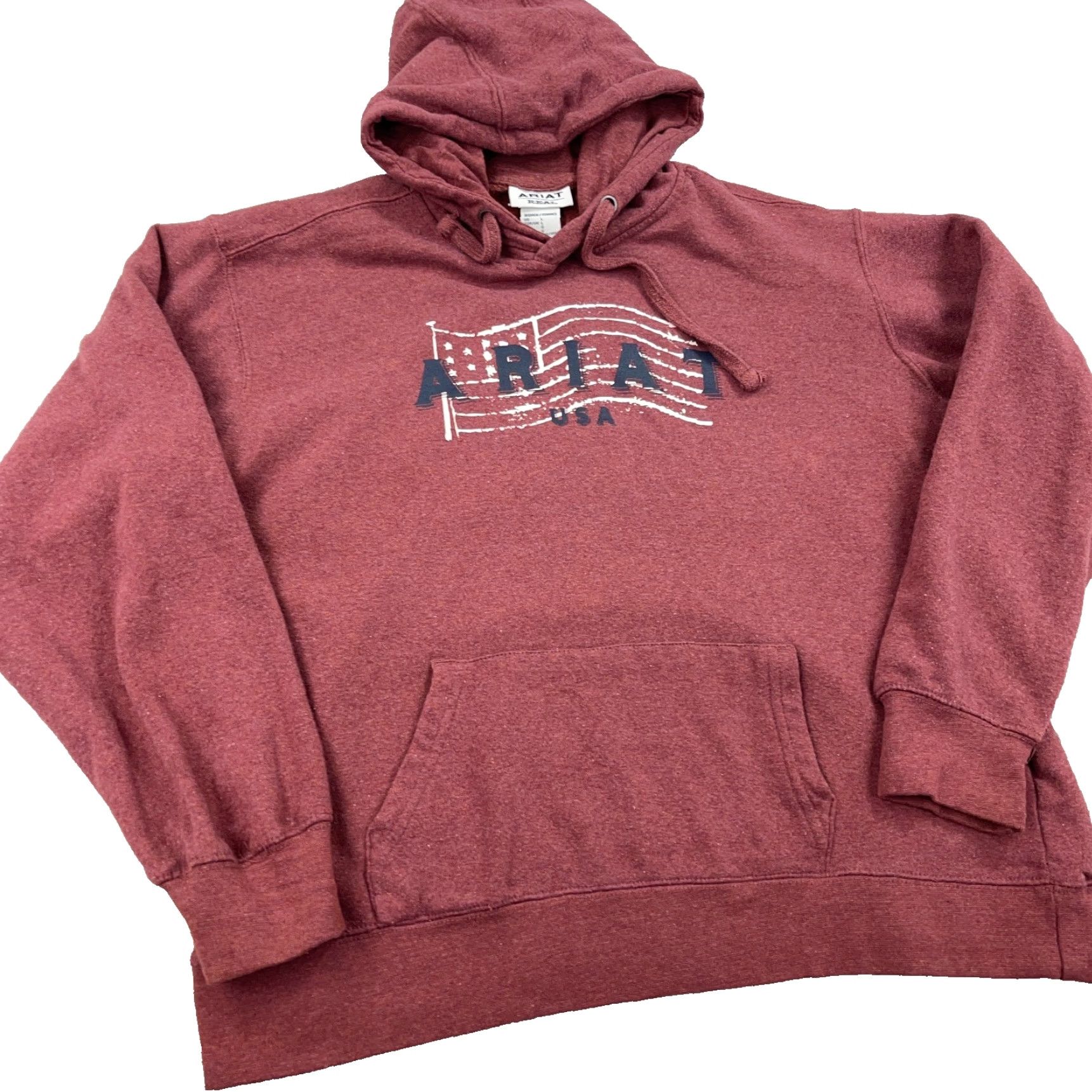 Ariat VINTAGE Ariat Hoodie Shirt Women Large Marron Red USA Flag Embroidered Logo Hooded Sweatshirt, Activewear, 90s-inspired, Women L Size L / US 10 / IT 46 - 2 Thumbnail