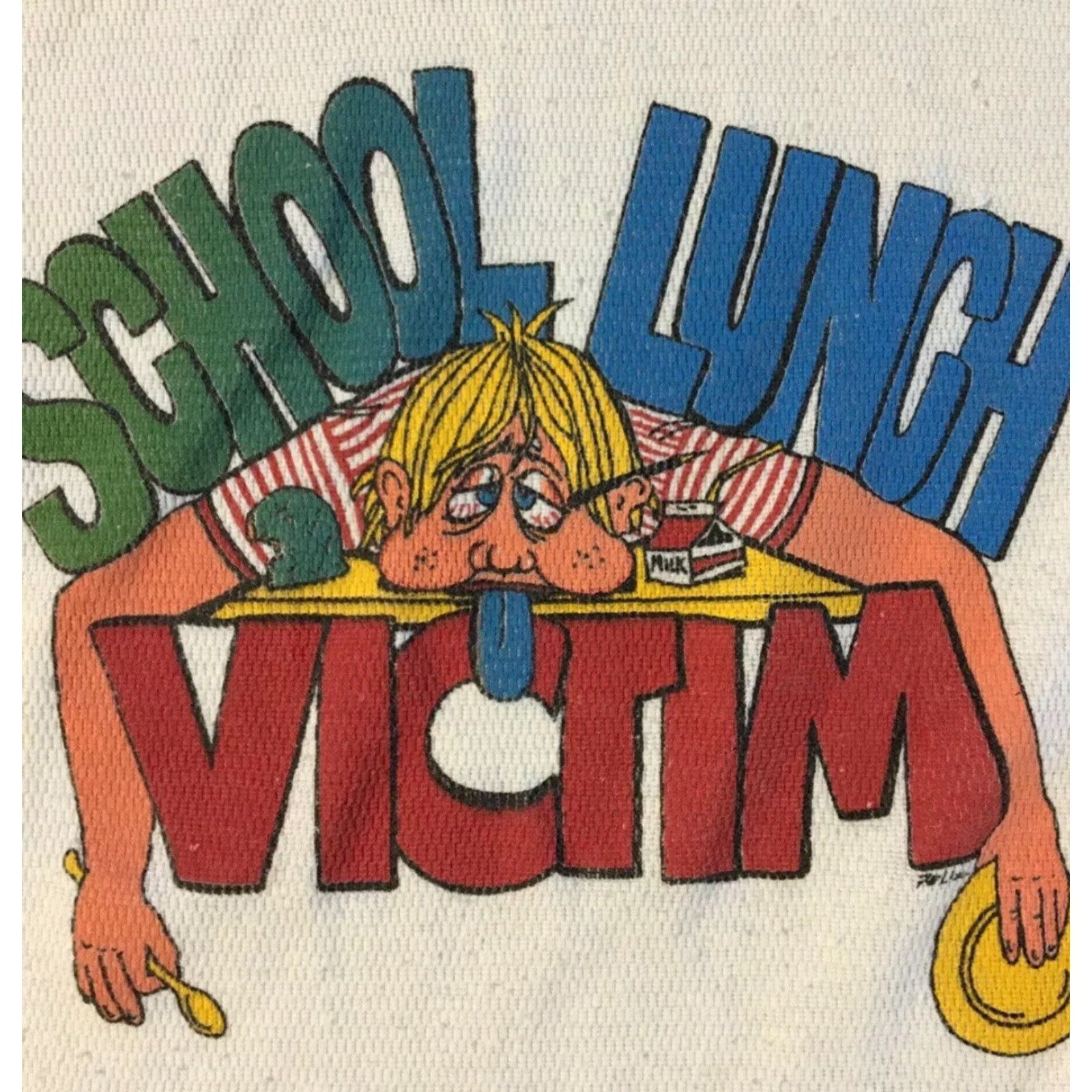 Vintage VINTAGE American Vintage Jersey Shirt L XL Yellow 70s School Lunch Victim Single Stitch USA Humor Retro 80s Size US L / EU 52-54 / 3 - 2 Thumbnail