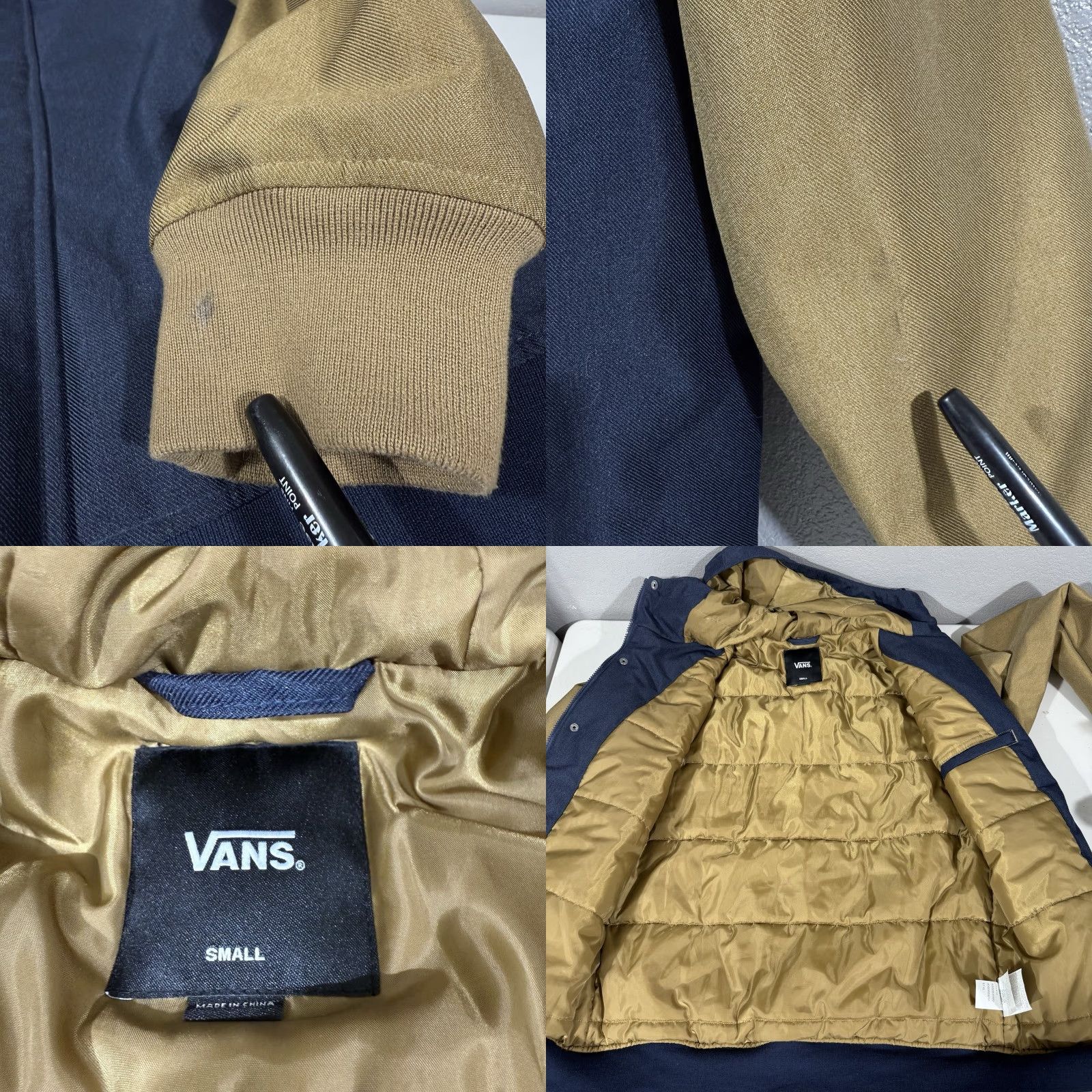 Vans VANS Jacket Off the Wall Sz S Blue Beige Nylon Puffer Hooded Men Long Sleeve Zip Zipper Flawed Condition (Zipper Issues) Size US S / EU 44-46 / 1 - 8 Thumbnail