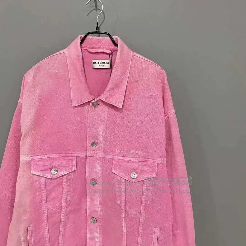 Balenciaga Balenciaga Pink Washed Denim Jacket Size US M / EU 48-50 / 2 - 2 Thumbnail