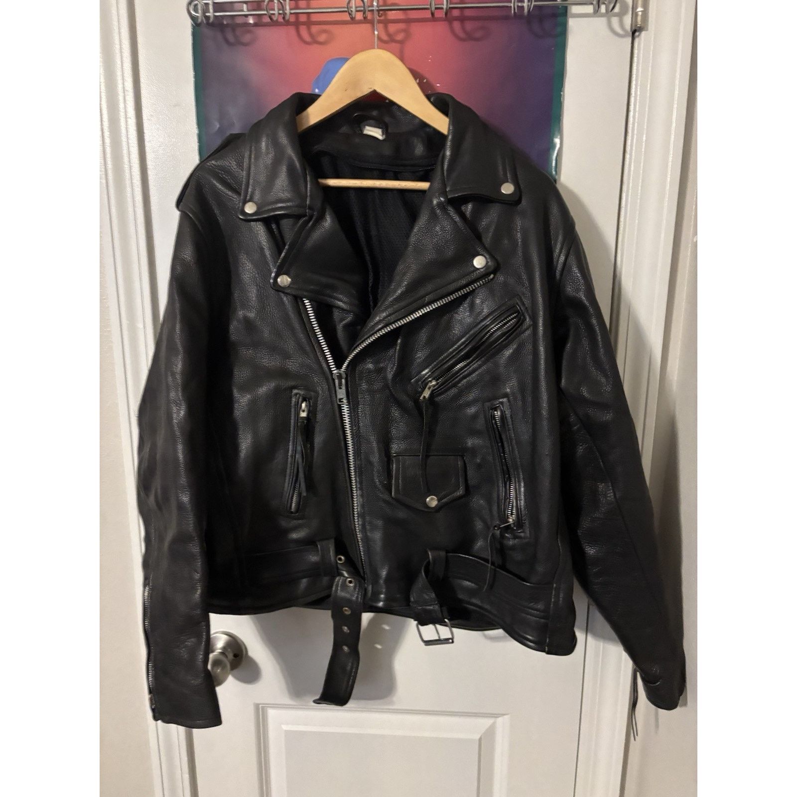 The Unbranded Brand Motorcycle jacket black n/a 80s heavy duty leather Size US M / EU 48-50 / 2 - 7 Thumbnail