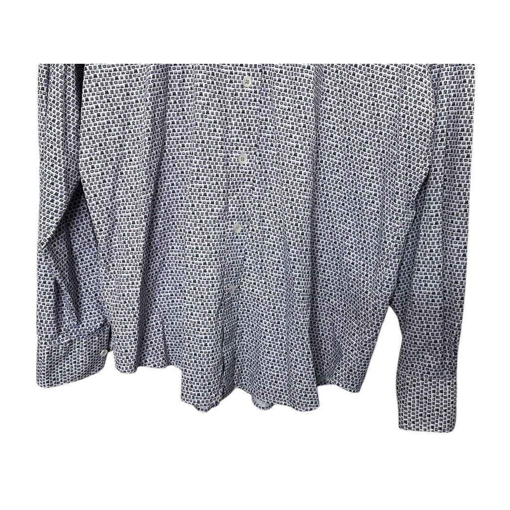 BUGATCHI Bugatchi Purple Tiny Computer Print Button-Up Shirt Medium Size US M / EU 48-50 / 2 - 3 Thumbnail