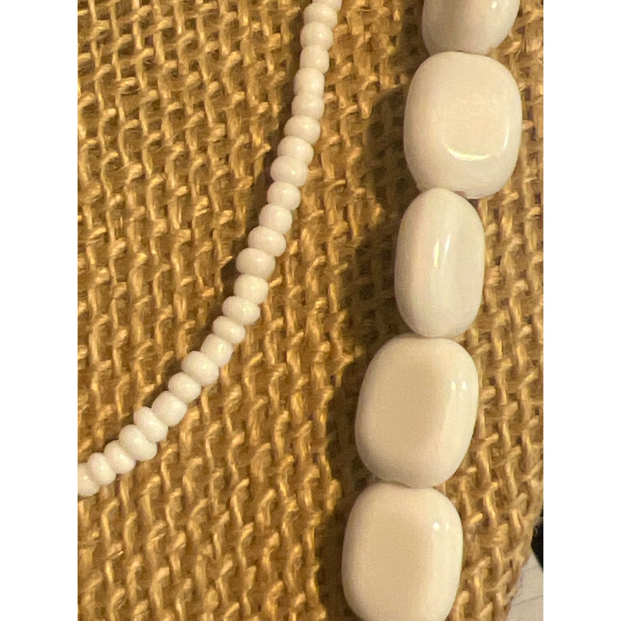 Other Vintage White Acrylic Double Strand Necklace Seed Bead Lobst Size ONE SIZE - 2 Thumbnail