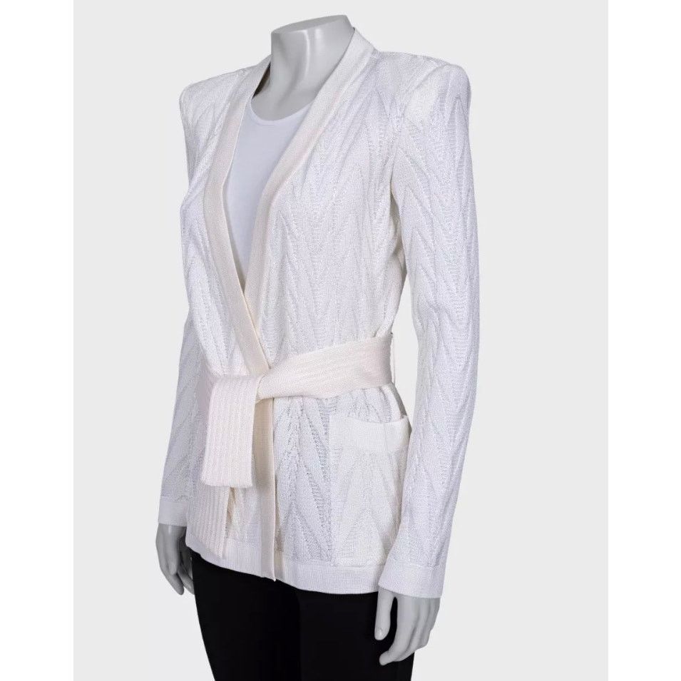 Balmain Balmain White Wrap Cardigan with Belt - Size36/ S Size XS / US 0-2 / IT 36-38 - 2 Thumbnail