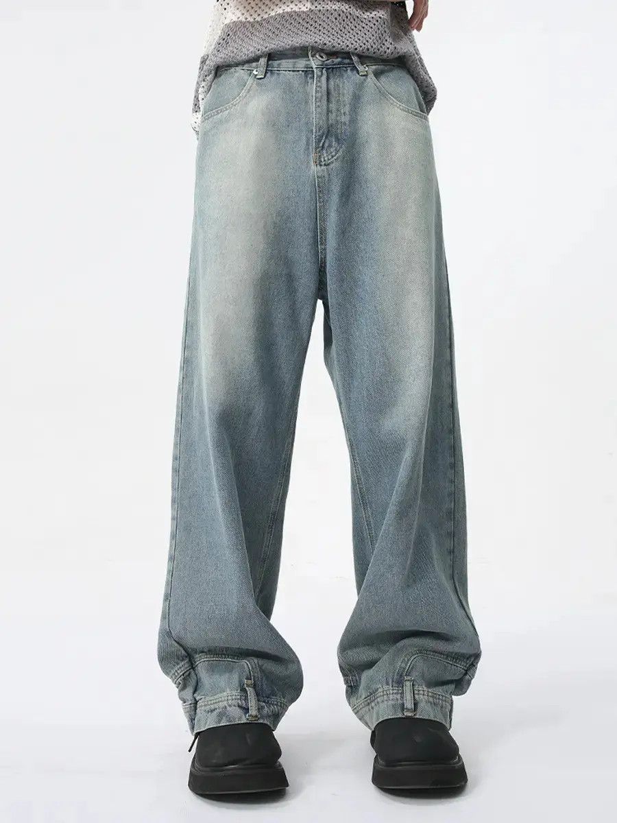Japanese Brand Retro loose straight leg inverted jeans Size US 32 / EU 48 - 4 Thumbnail