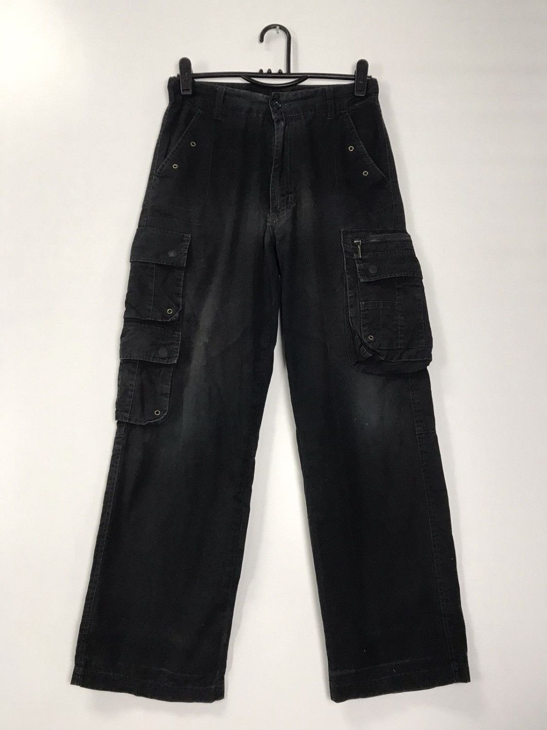 Japanese Brand × Vintage Vintage Japanese Faded Black Cotton Cargo Pants 28x29 Size US 28 / EU 44 - 1 Thumbnail