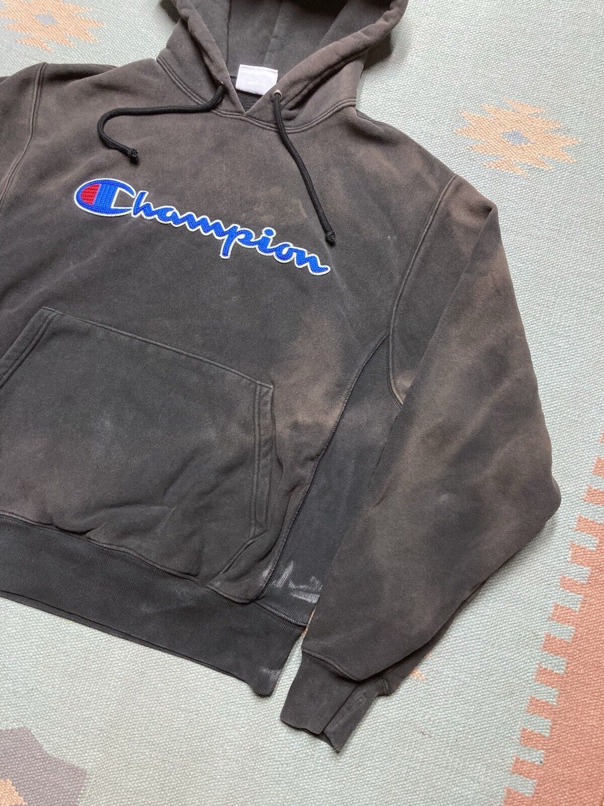 Champion × Vintage Champion reverse weave hoodie pullover fade black spellout M Size US M / EU 48-50 / 2 - 2 Thumbnail