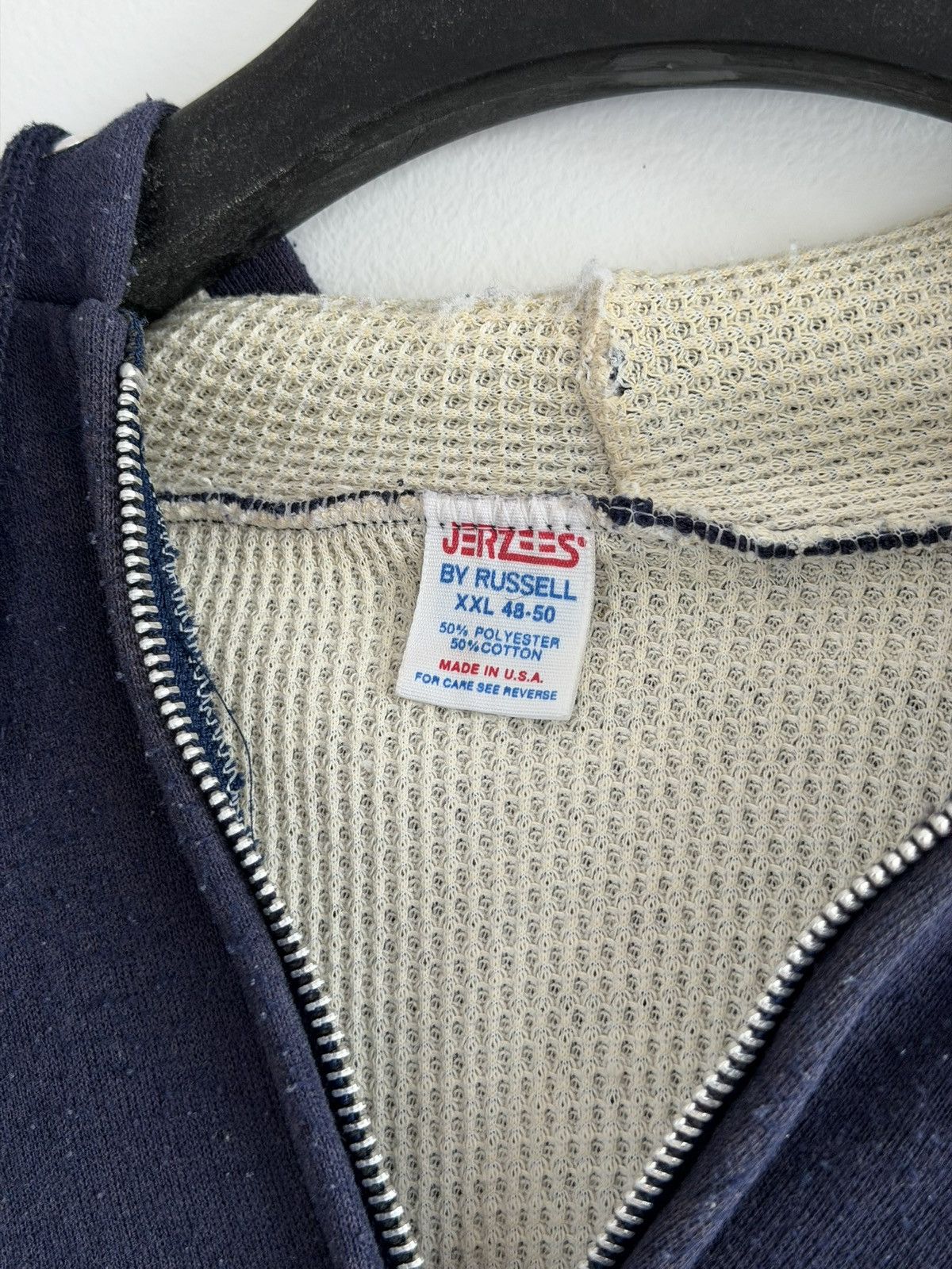 Russell Athletic *RARE* 1980s 80s VINTAGE THERMAL LINED HOODIE ZIP UP JERZEES Size US XXL / EU 58 / 5 - 3 Thumbnail
