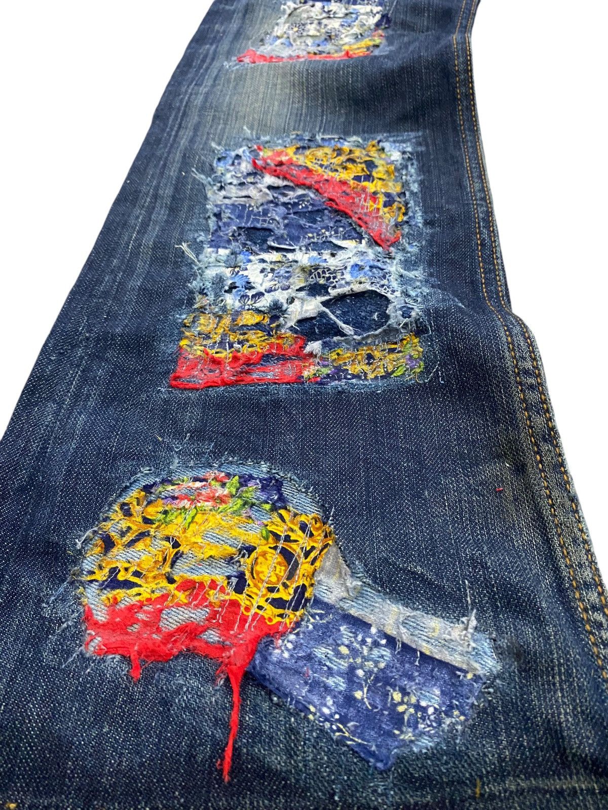 GOSTAR DE FUGA Flare Traveniti Japan Uruboro Distress Stich Denim Patchwork Size US 32 / EU 48 - 7 Thumbnail