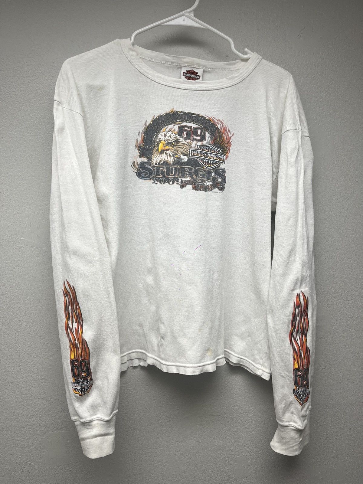 Harley Davidson Vintage 09 Harley Davidson Sturgis Eagle 69 Flame Longsleeve Size L / US 10 / IT 46 - 1 Thumbnail
