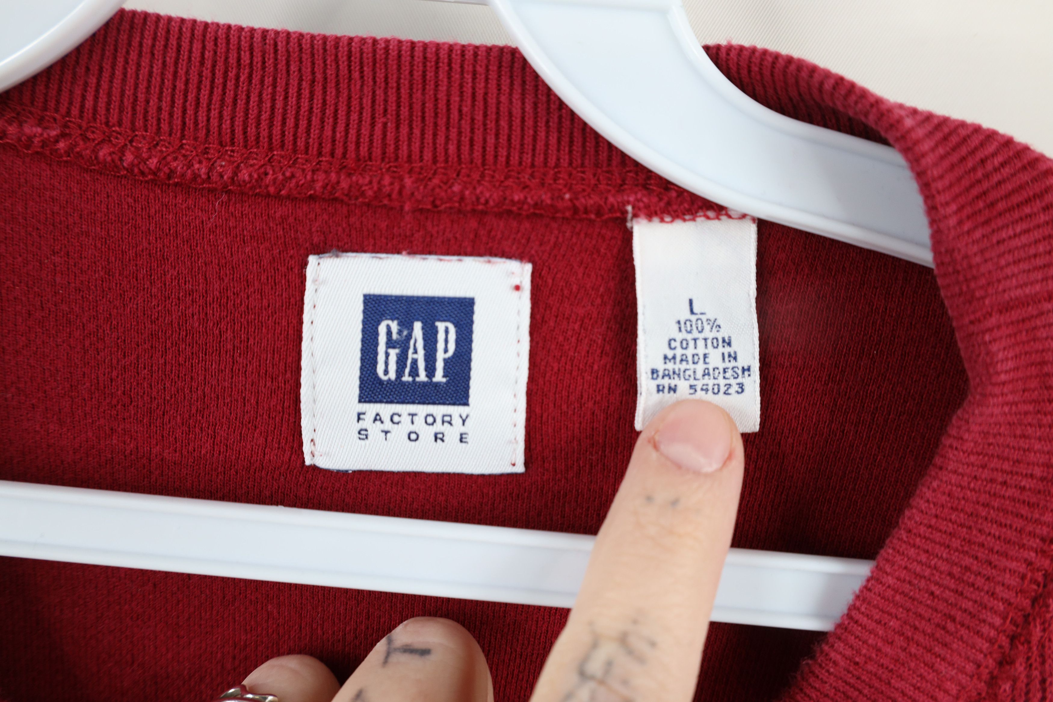 Gap × Vintage Vintage Y2K 2000 Gap Ribbed Knit Long Sleeve T-Shirt Red Size US L / EU 52-54 / 3 - 8 Thumbnail