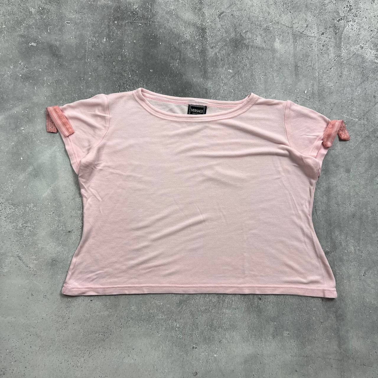 Versace Jeans Couture Vintage Versace Jeans Couture Lace Bows T Shirt Women’s Pink Size L / US 10 / IT 46 - 1 Thumbnail