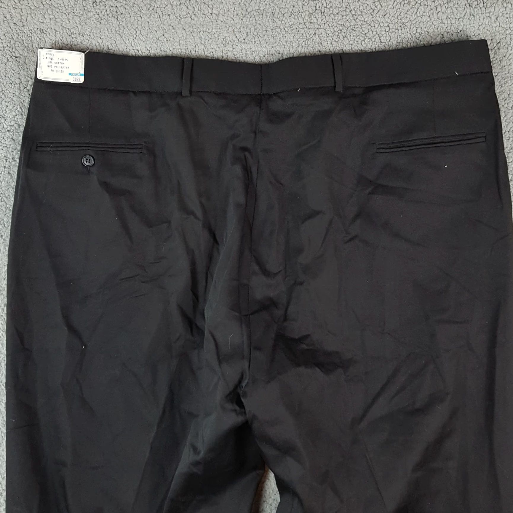 Vintage VINTAGE 80s Men's Dress Pants Size 45x36 Black Cotton Straight Leg Retro Workwear Y2K Size US 44 / EU 60 - 7 Thumbnail