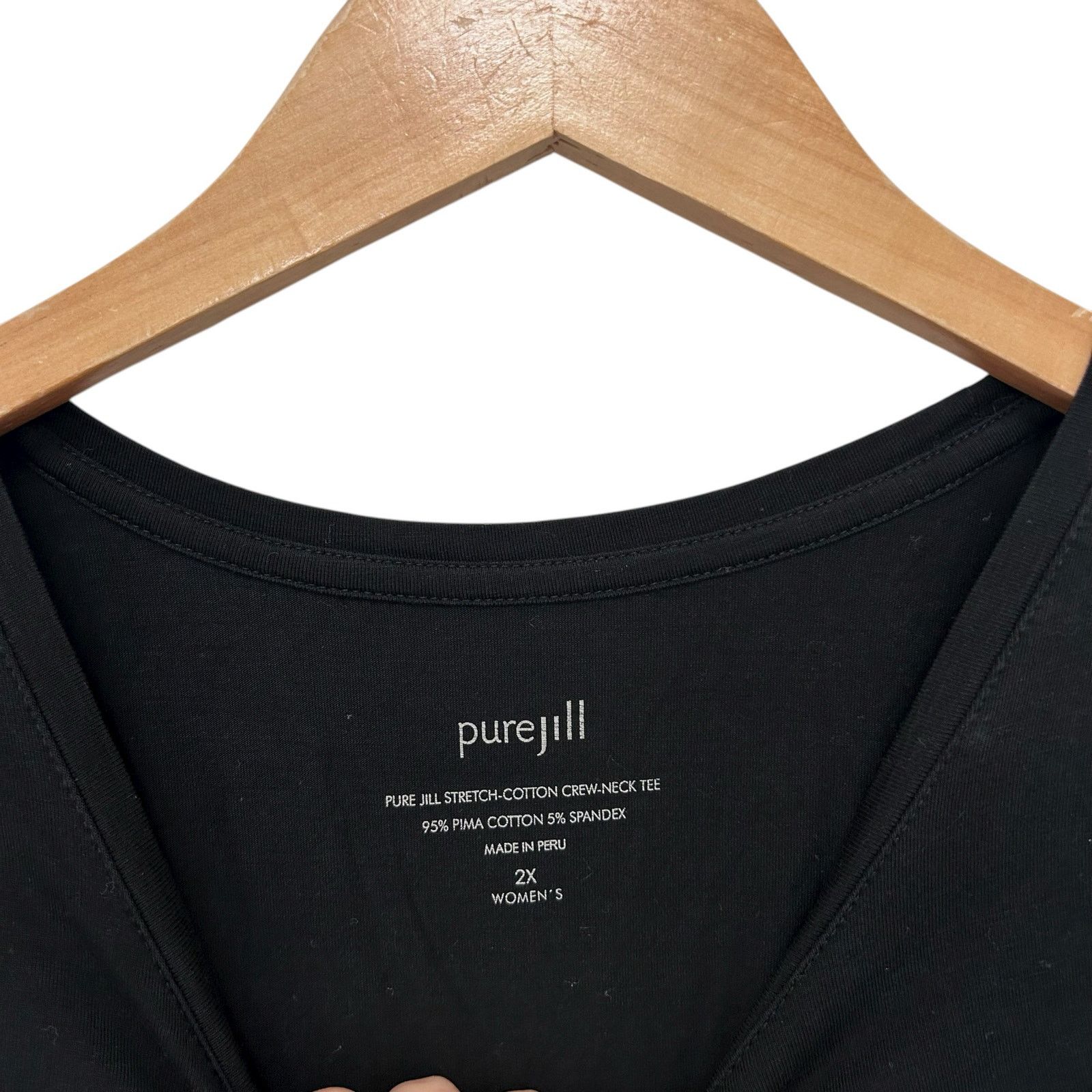 Other Pure Jill Black Stretch Cotton Crew Neck Tee Long Sleeve 2X Size XXL / US 16-18 / IT 52-54 - 2 Thumbnail