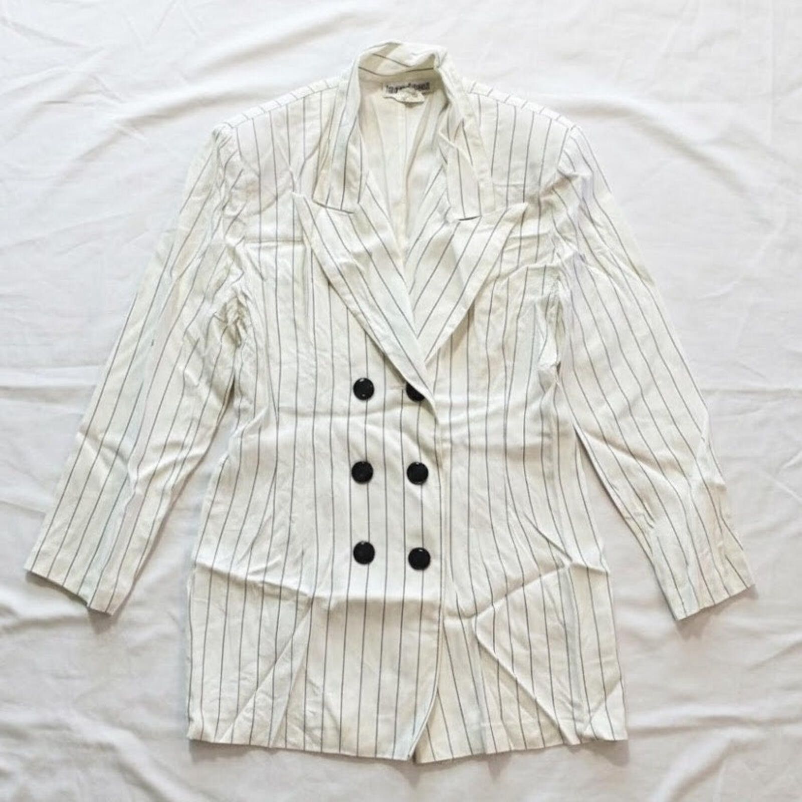Other Francine Browner Vintage White Oversized Blazer Womens 6 Size M / US 6-8 / IT 42-44 - 1 Thumbnail