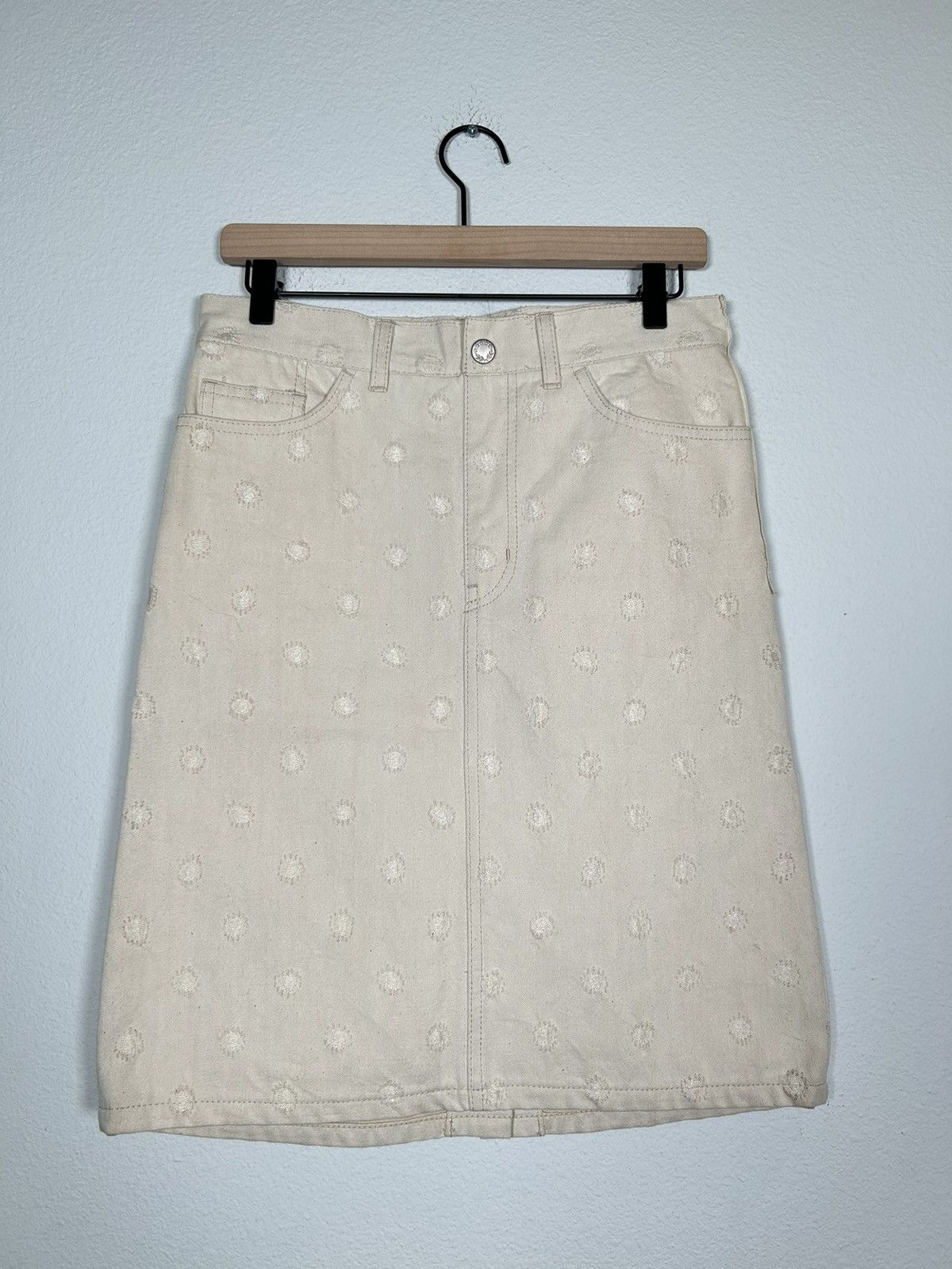 Comme des Garcons Distressed Polka Dot Denim Skirt Size 30" / US 8 / IT 44 - 1 Thumbnail