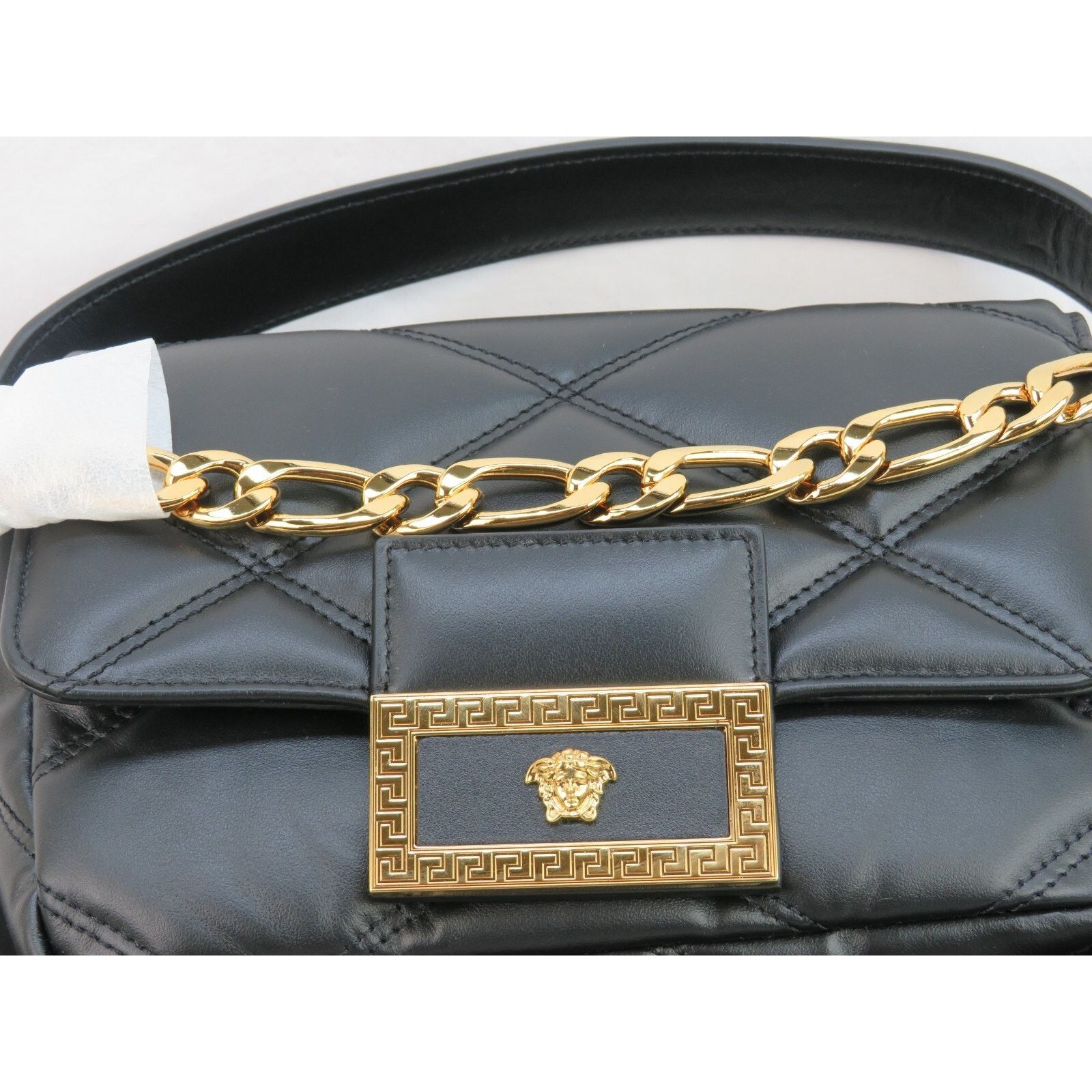 Versace VERSACE QUILTED BLACK LEATHER GOLD MEDUSA GOLD CHAIN BAG $2K Size ONE SIZE - 6 Thumbnail