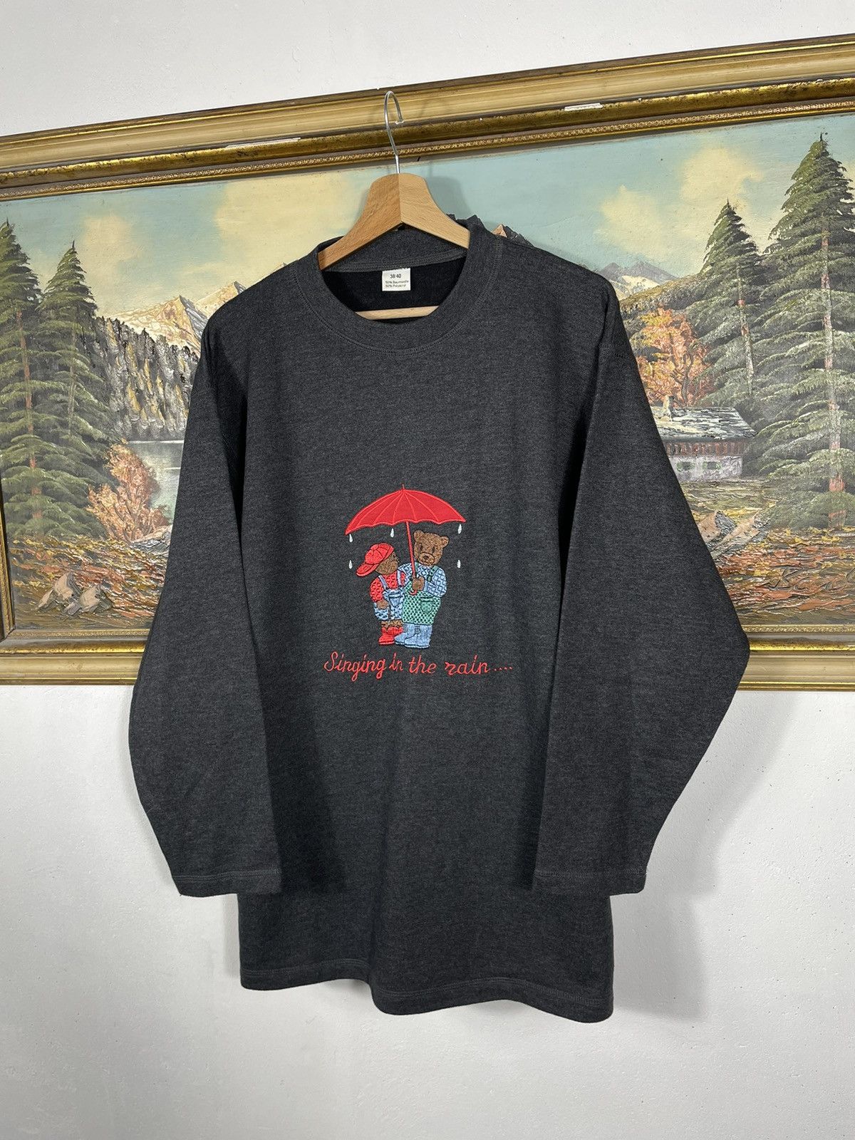 Japanese Brand × Vintage Retro Black/Grey Pull Knitwear Sweater Jumper Bear Baggy Size US M / EU 48-50 / 2 - 1 Thumbnail