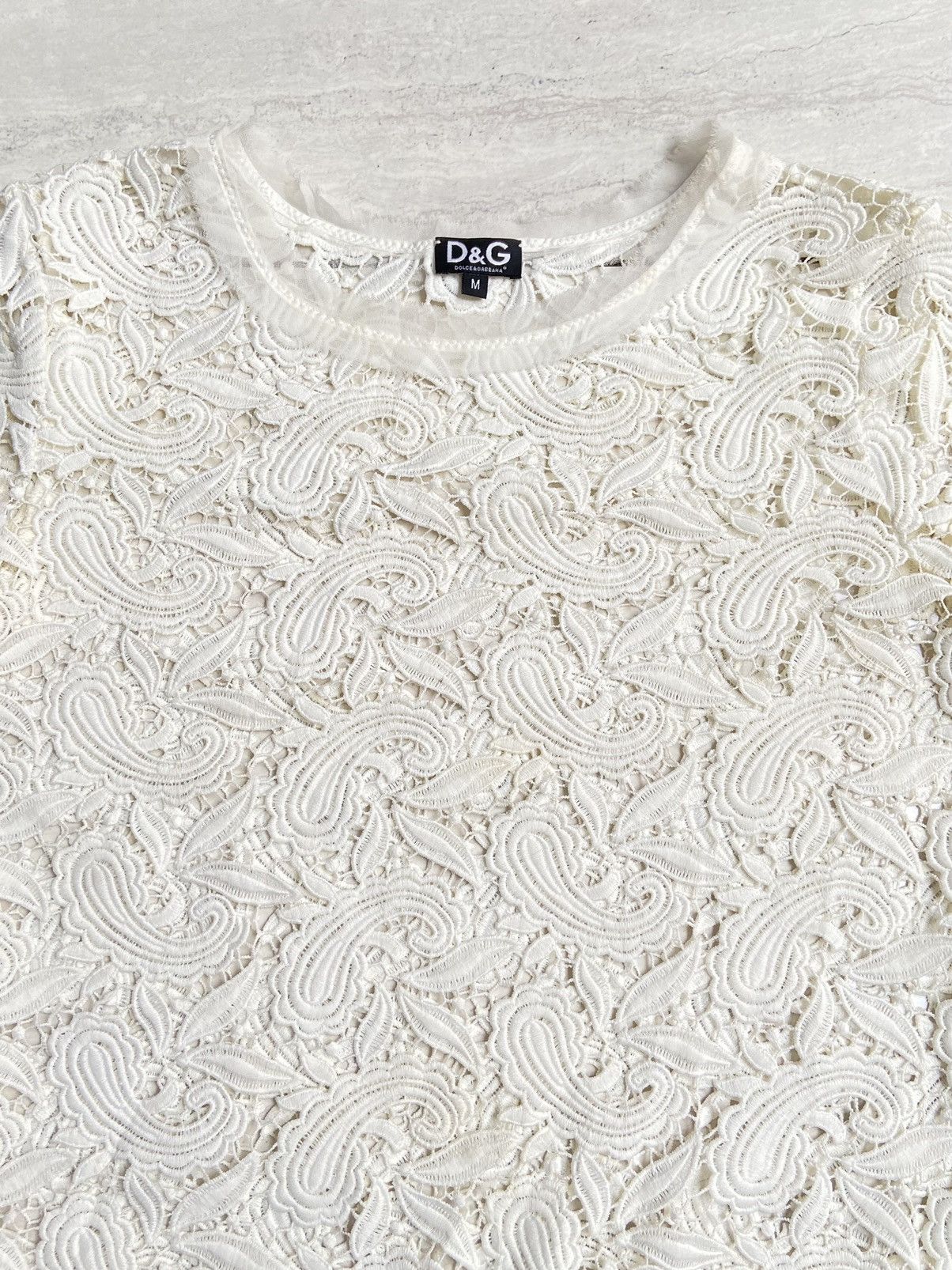 Dolce & Gabbana DOLCE & GABBANA White Mesh T-shirt Size US S / EU 44-46 / 1 - 3 Thumbnail