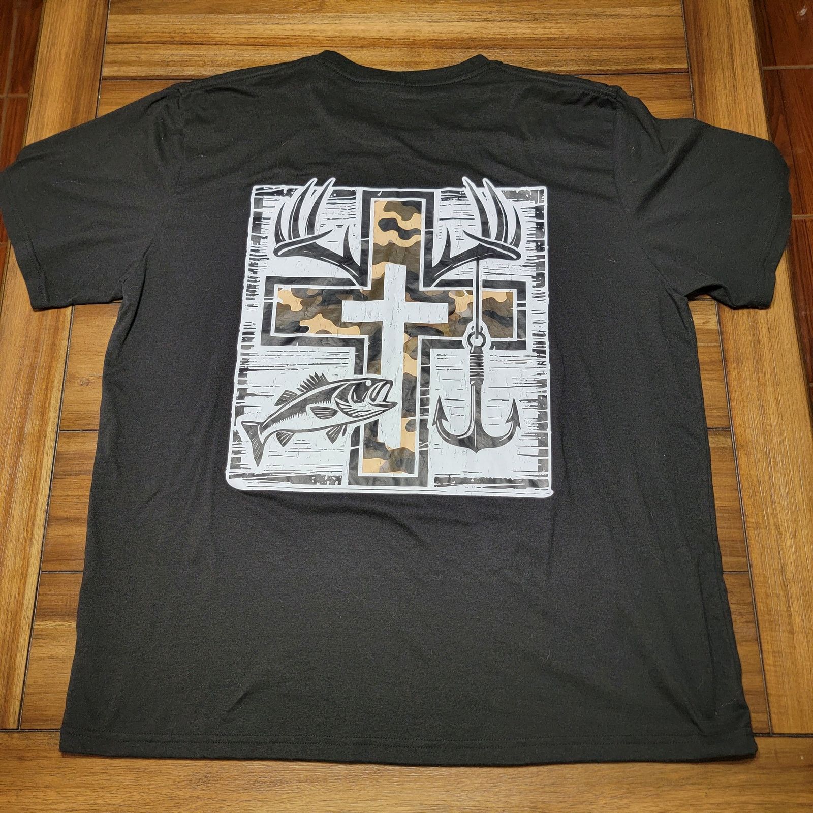 Other Unbranded Fish, Antlers and Camo Cross Unisex Tee - Size 2XL Size US XXL / EU 58 / 5 - 1 Thumbnail