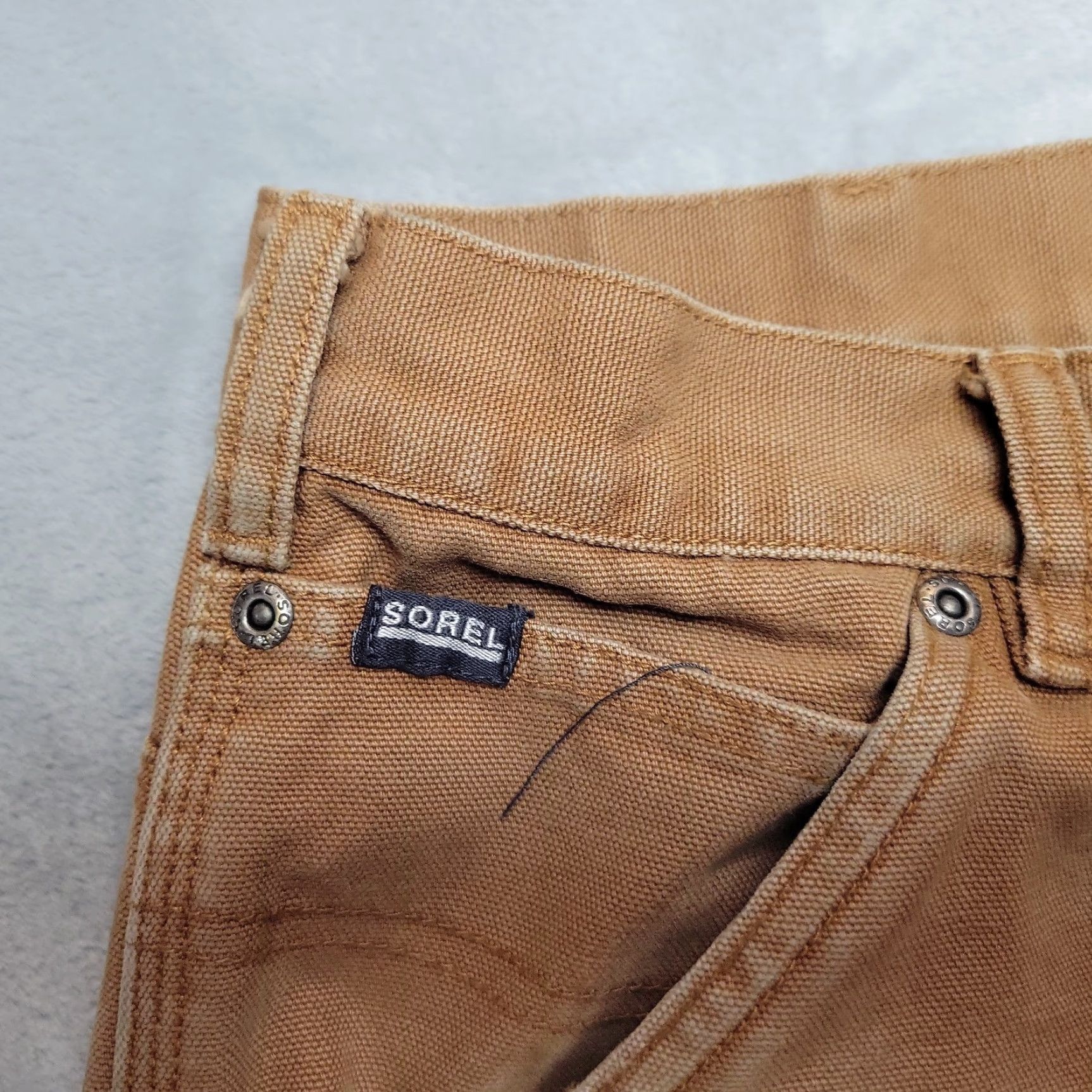 SOREL Sorel Shorts Men 38 Tan Canvas Workwear Carpenter Outdoor Utility Cotton Outdoor Cargo Pocket Pockets Cargo Style Regular Brown 38 in Men Size US 38 / EU 54 - 2 Thumbnail