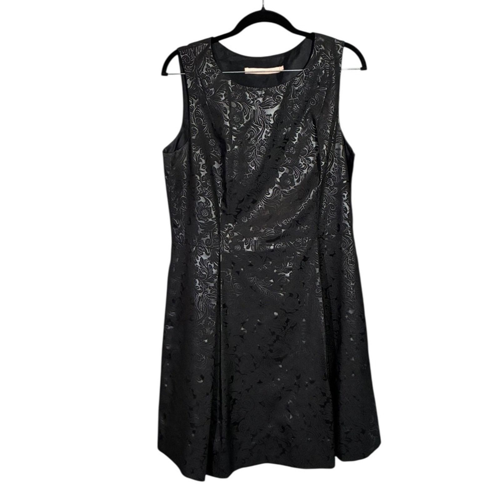 Hutch HUTCH Black Jacquard Sleeveless Fit & Flare Dress Sz 14 LBD Size XL / US 12-14 / IT 48-50 - 3 Thumbnail