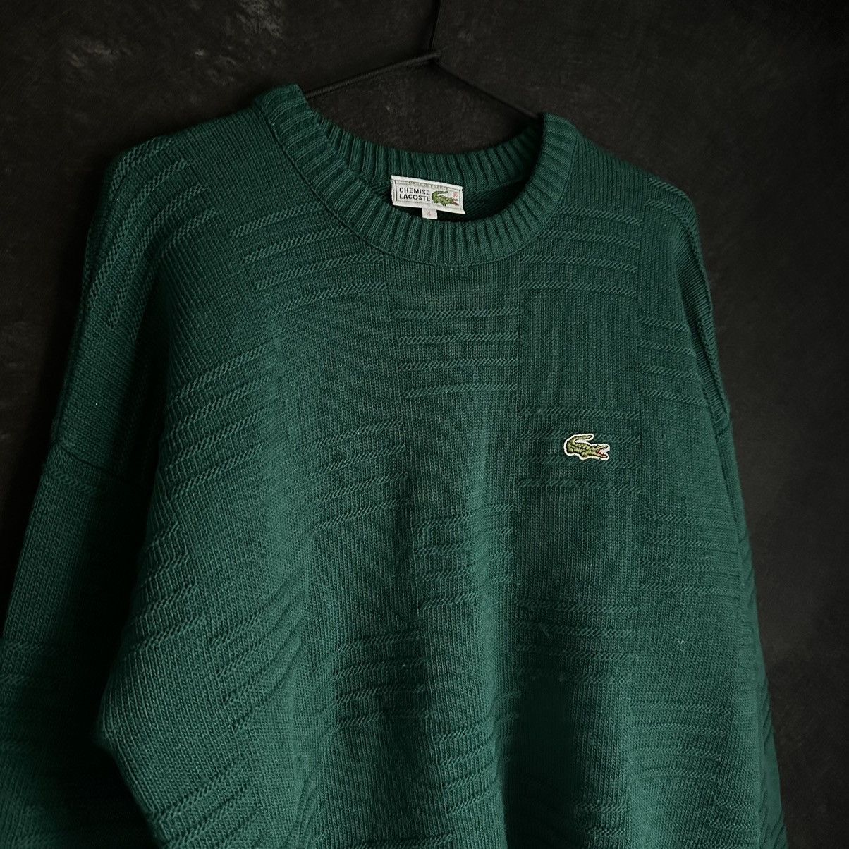 Lacoste Vintage OG 90s Lacoste France Dark Green Oversize Sweater Size US L / EU 52-54 / 3 - 2 Thumbnail