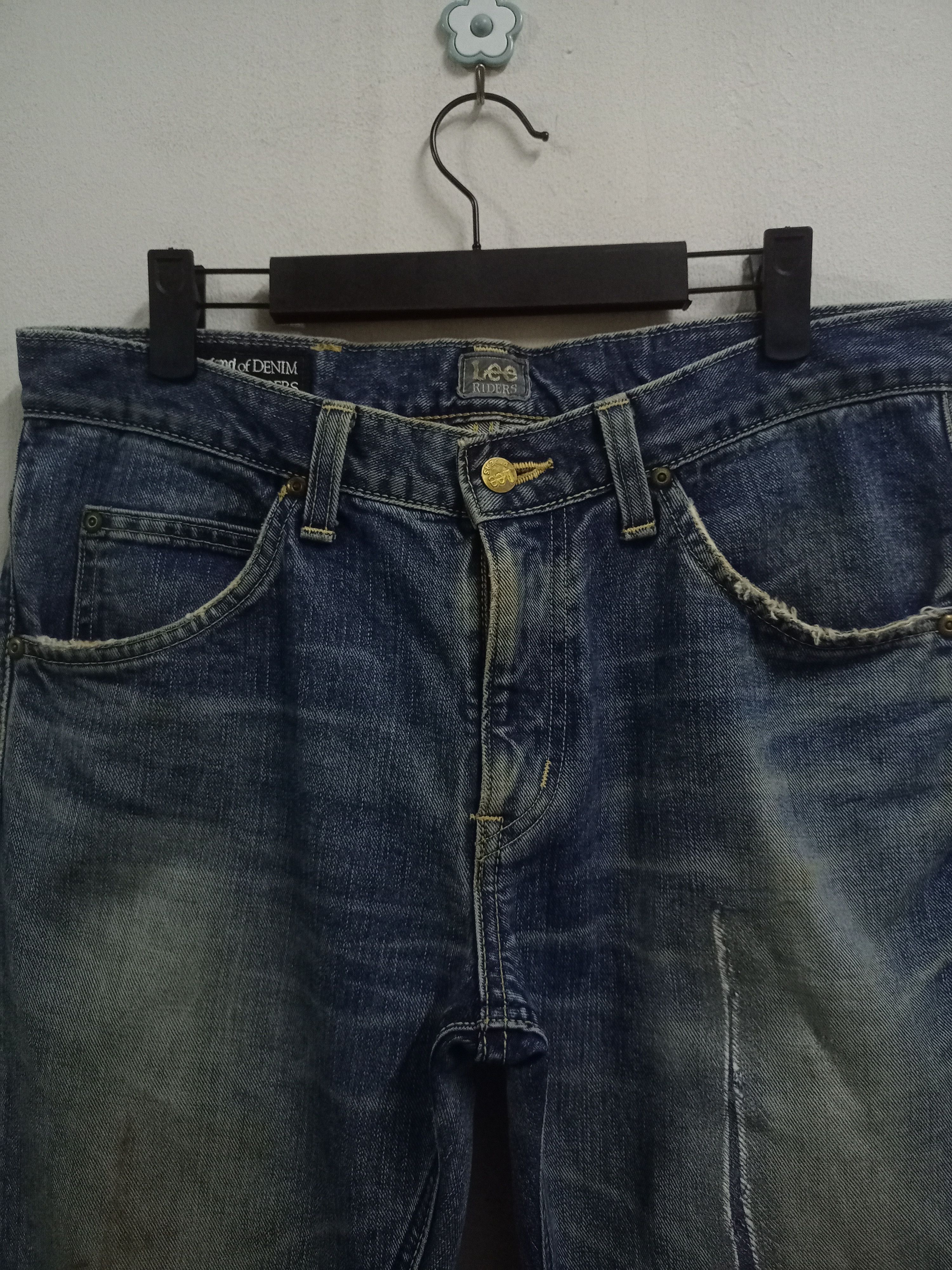 Lee Vintage Japanese Lee Riders Blue Wash Distressed Jeans Size US 33 - 4 Thumbnail