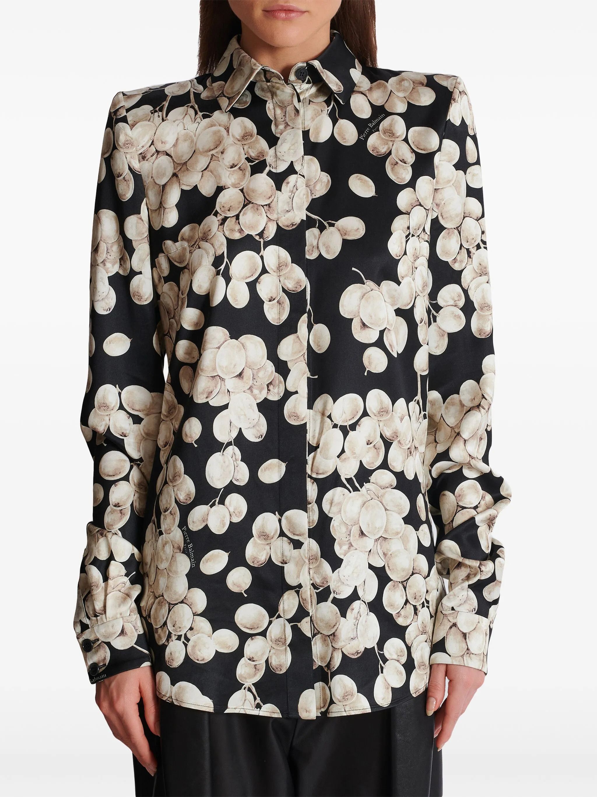 Balmain o1s1wg111025 Raisin Print Shirt in Black/White Size XS / US 0-2 / IT 36-38 - 5 Thumbnail