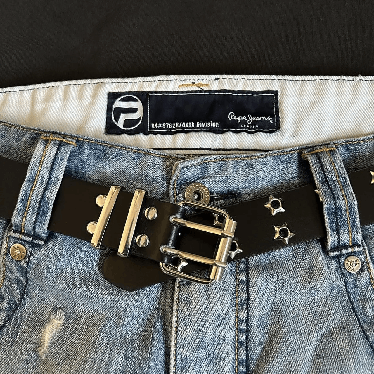 Japanese Brand Y2K 2000s Black Bullet Holes Studded Western Skater Belt Size ONE SIZE - 2 Thumbnail