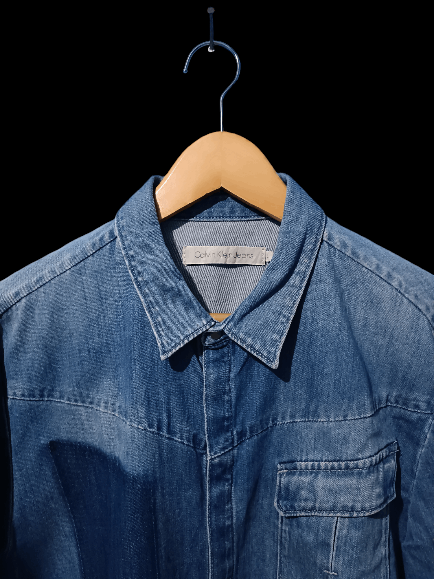 Calvin Klein Wash Denim Jeans Long Sleeve Shirt Size US L / EU 52-54 / 3 - 4 Thumbnail