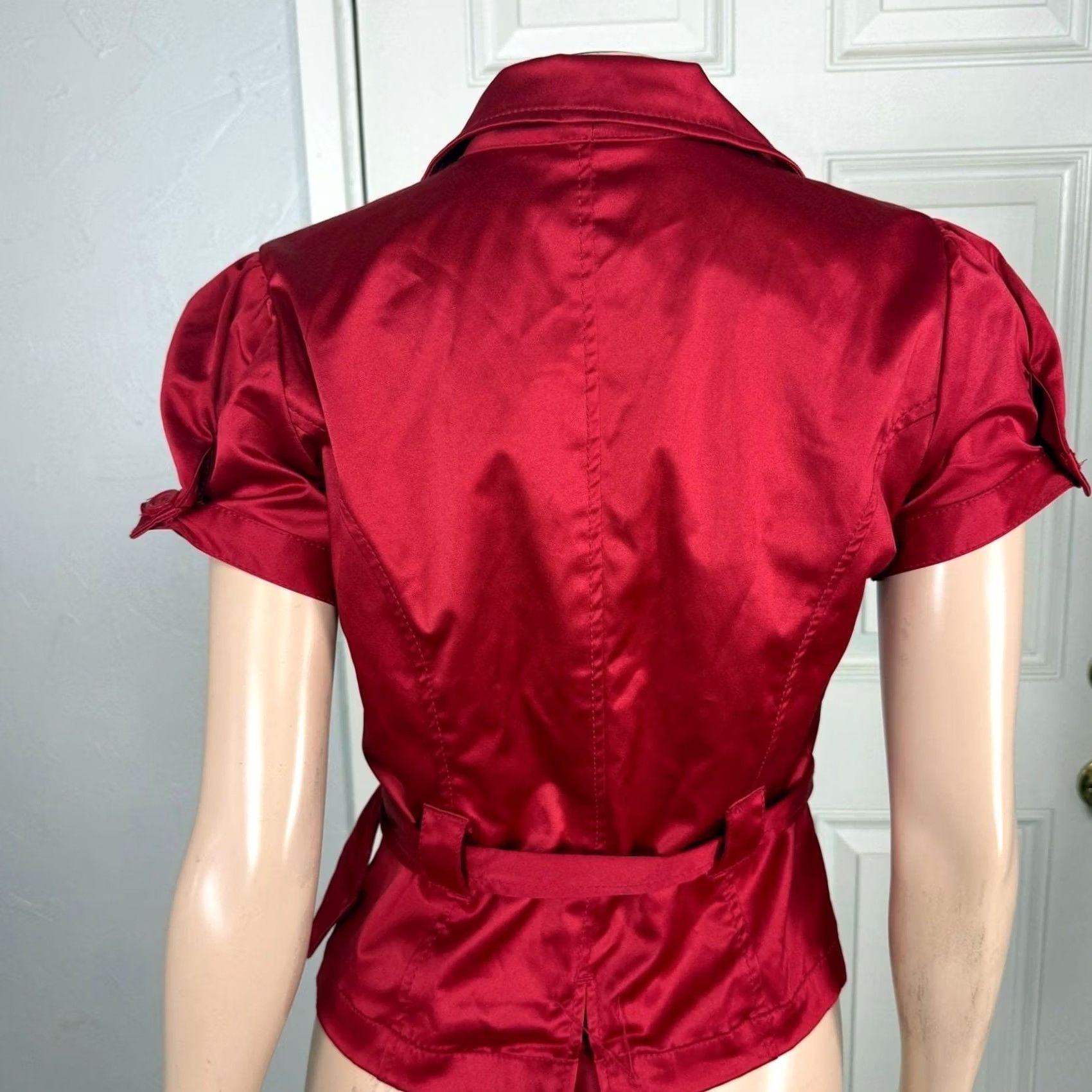Vintage VINTAGE Ashley International Shirt Top Jacket M Satin Button Coat Red Y2K Womens Size M / US 6-8 / IT 42-44 - 3 Thumbnail