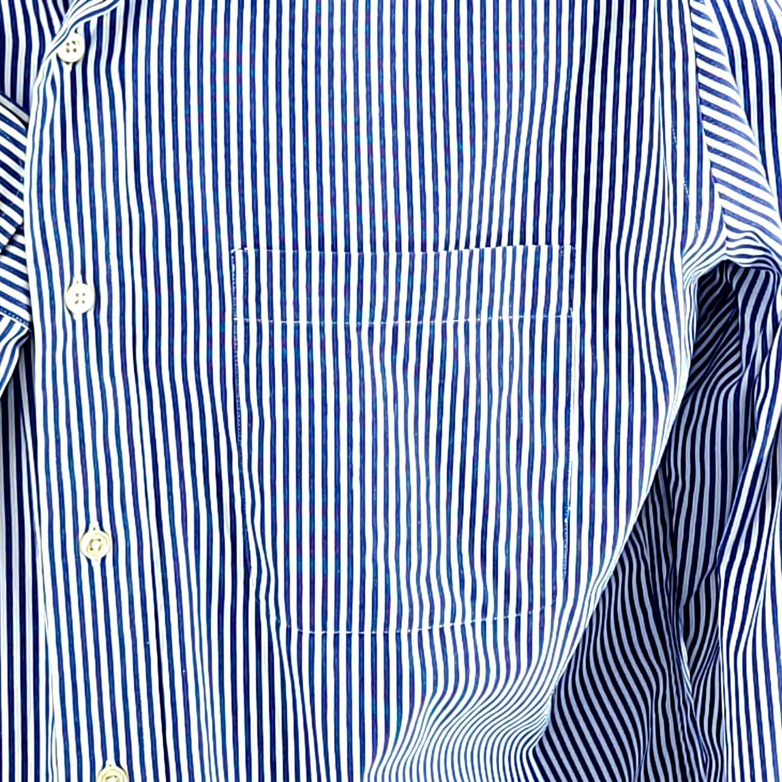 Jos. A. Bank Jos A Bank White Blue Striped Front Pocket Pinpoint Cotton B Size US M / EU 48-50 / 2 - 2 Thumbnail