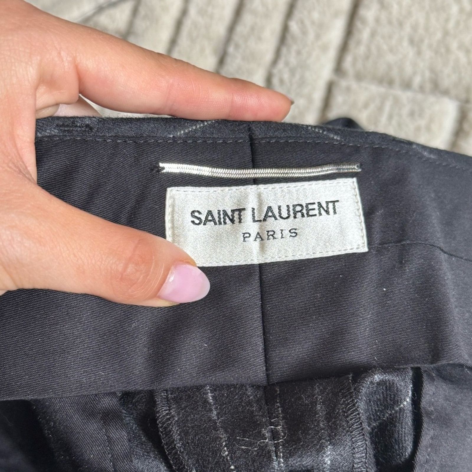 Saint Laurent Paris Saint Laurent Black Pinstripe Men's Pants Size 34" / US 12 / IT 48 - 2 Thumbnail