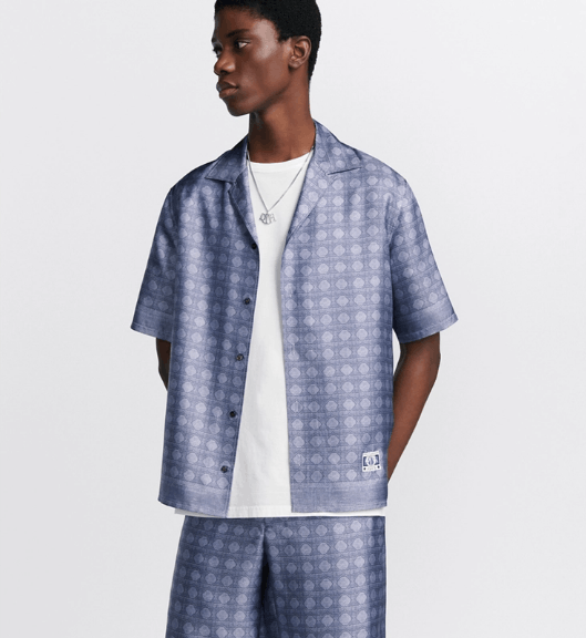 Dior o1w1db11225 493C51 Cannage Short-Sleeved Shirt in Blue Size US M / EU 48-50 / 2 - 4 Thumbnail
