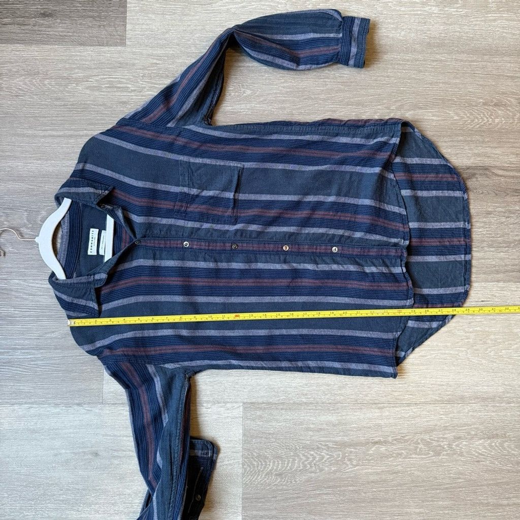 Aritzia Aritzia Blue and Gray Striped Blouse Size XXS / US 00 / IT 34 - 4 Thumbnail