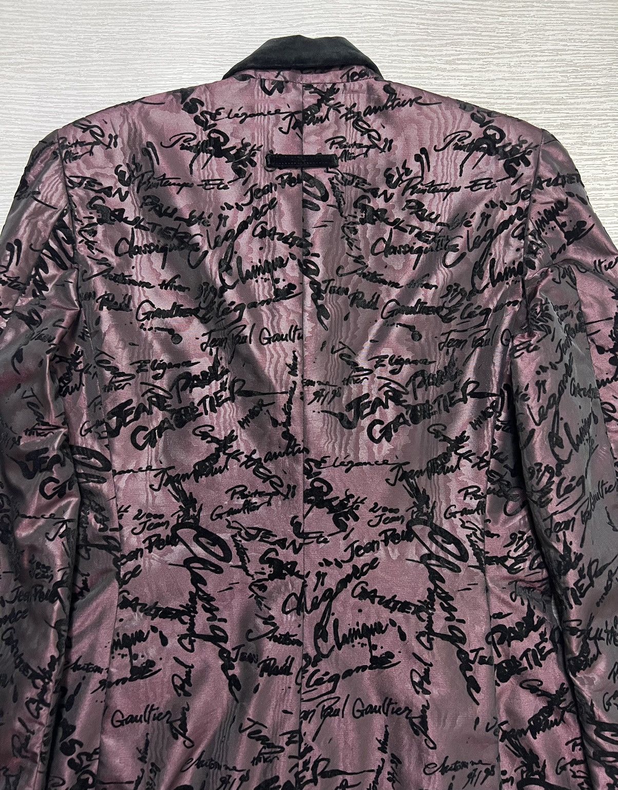 Jean Paul Gaultier JPG AW 97-98 Signature Monogram Print Velvet Jacquard Blazer Size US XS / EU 42 / 0 - 12 Thumbnail