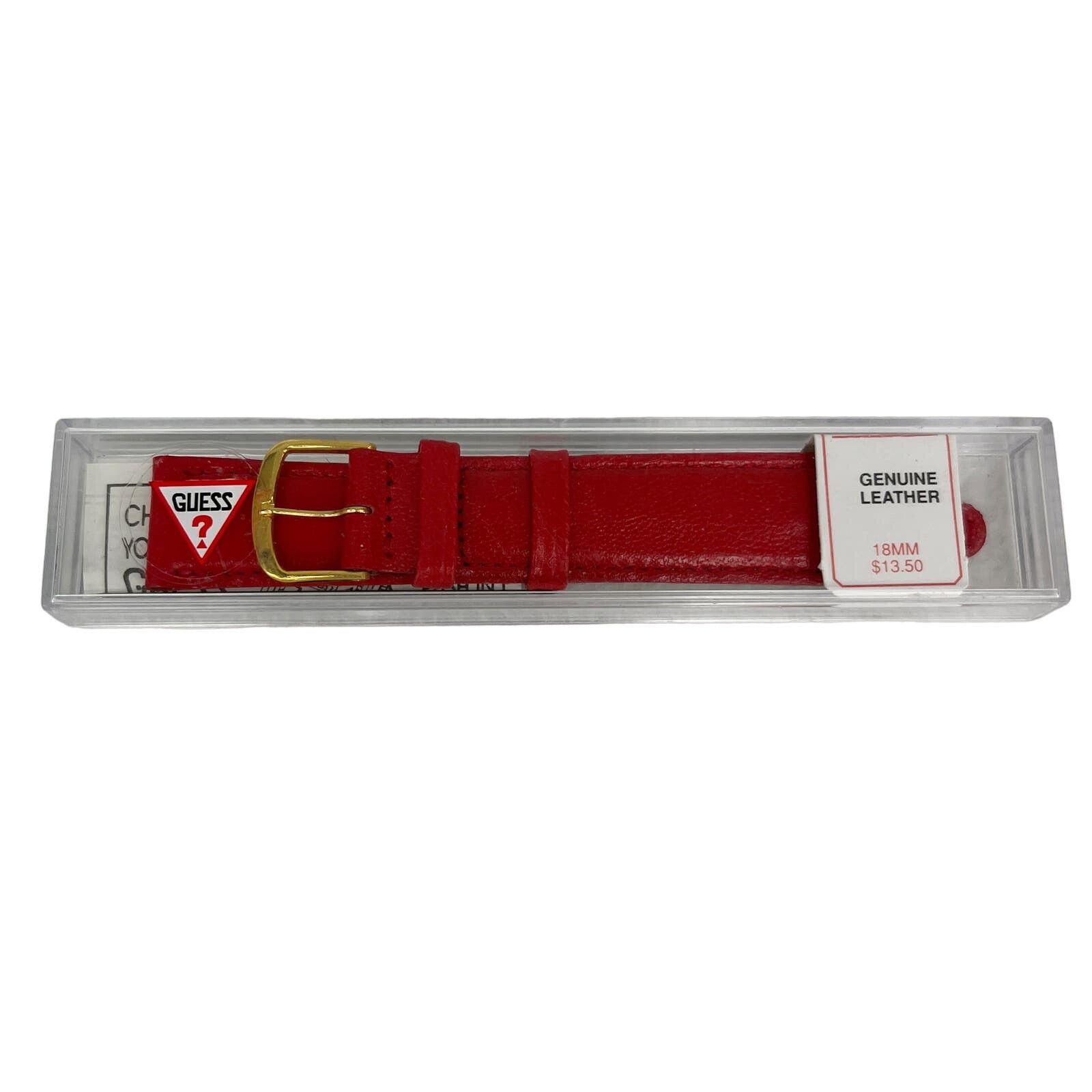 Vintage Guess Leather Watch Band Replacement Red 18Mm New, Men's