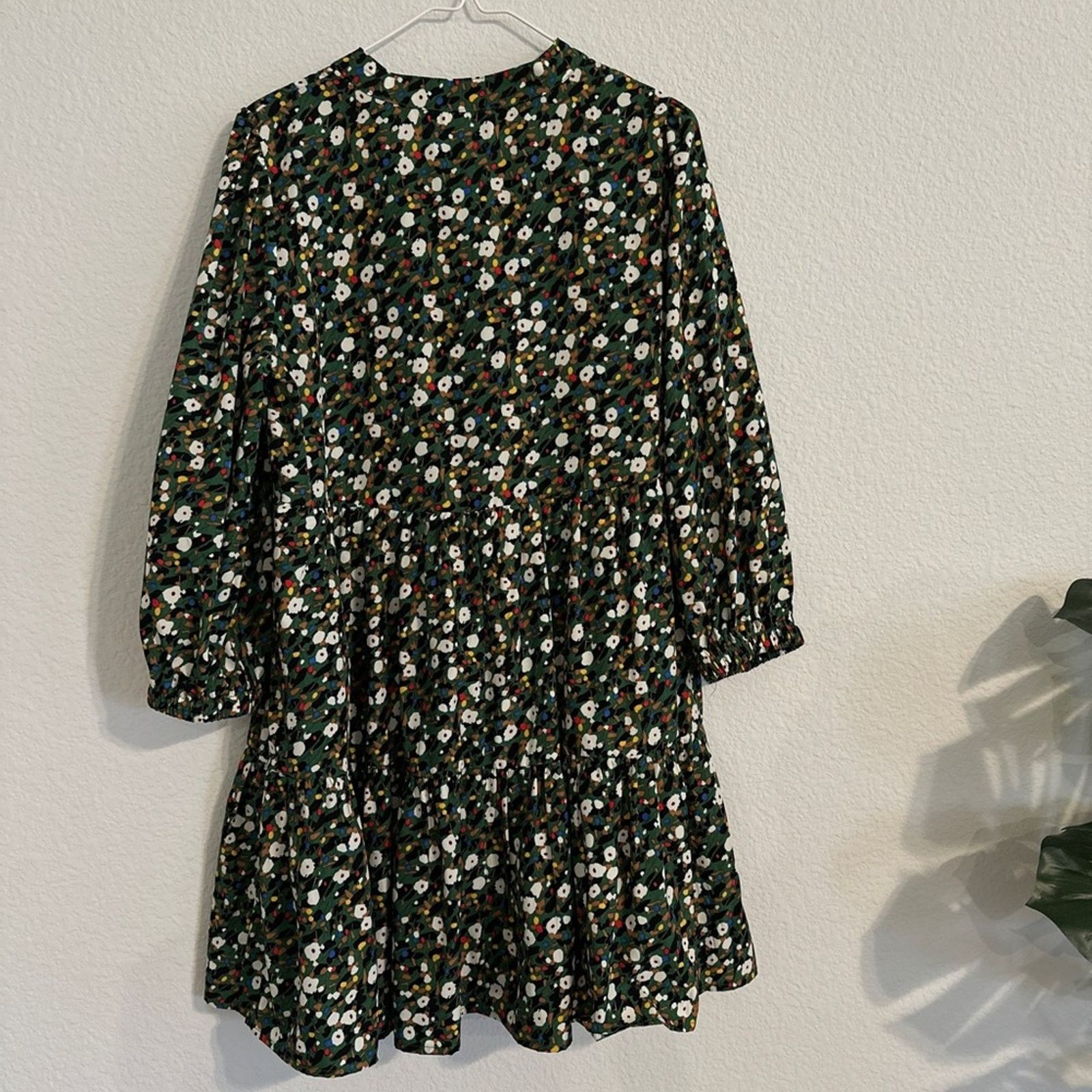 Enro Entro Dark Green Multi Long Sleeve mini dress Size M / US 6-8 / IT 42-44 - 1 Thumbnail