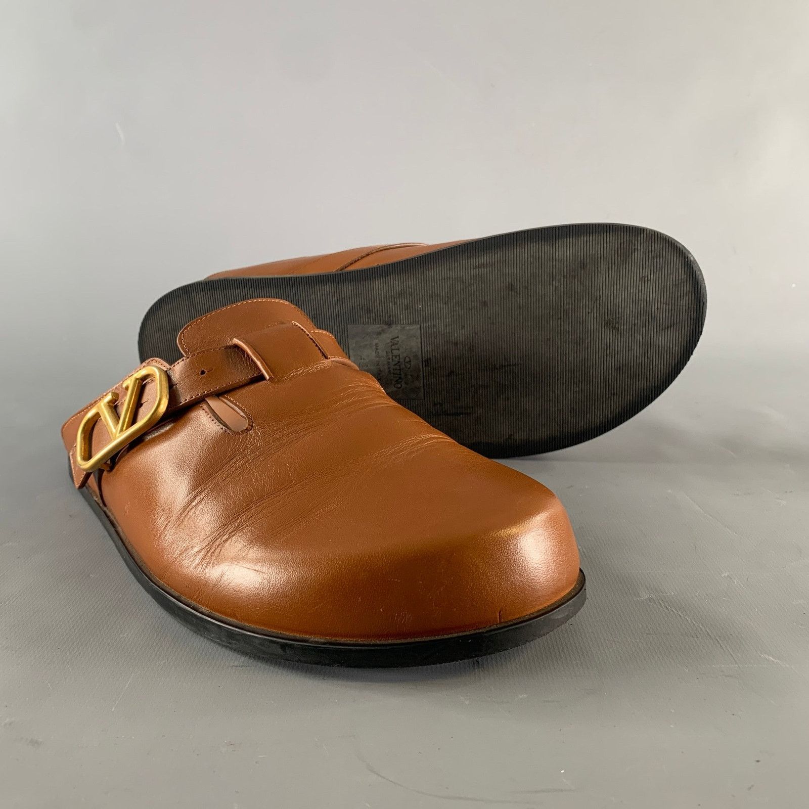 Valentino Size 9 Brown Solid Leather Slip On Sandals Size US 9 / EU 42 - 5 Thumbnail